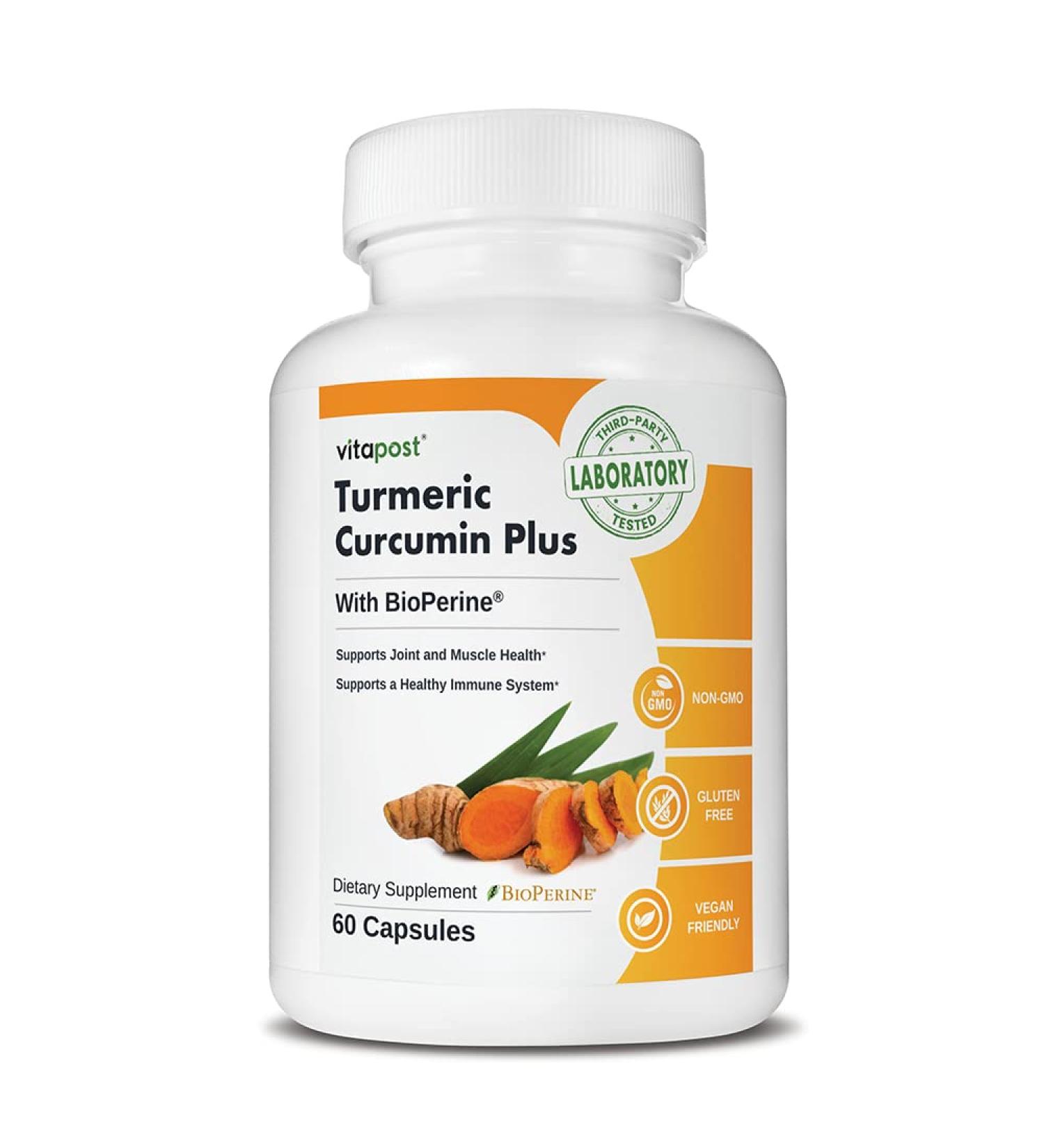 VitaPost Turmeric Curcumin Plus: Joint & Muscle Support with BioPerine - 60 Capsules - Buy Online on GoSupps.com