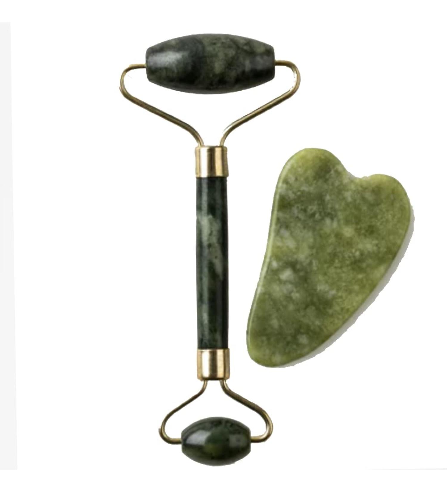 SWOSH Jade Roller & Gua Sha Stone - Natural Jade Facial Beauty Tools for Glowing Skin | Eye & Neck Massage | International Shipping - Buy Online on GoSupps.com