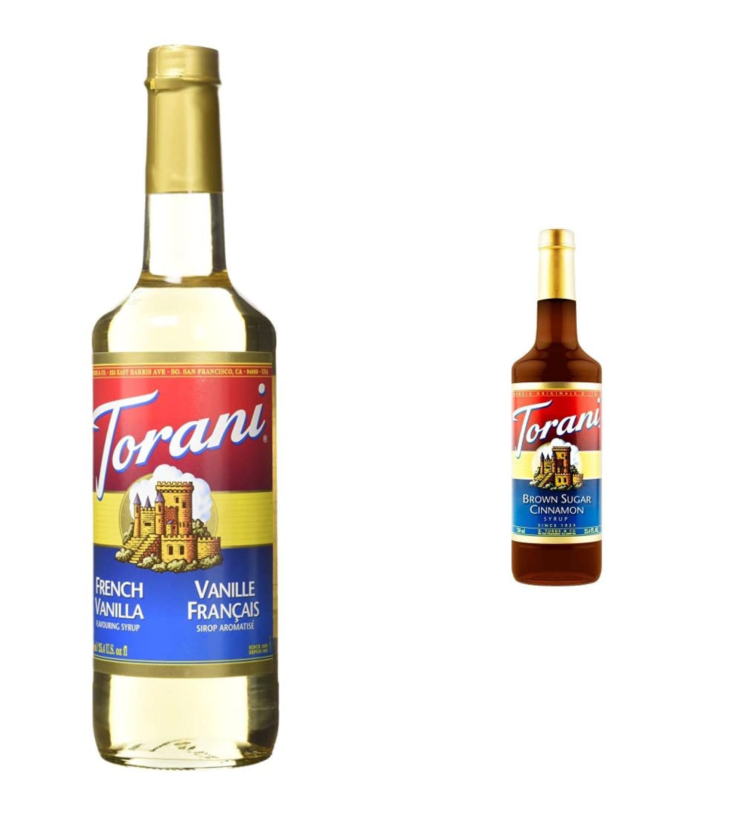 Torani French Vanilla Flavour Syrup 750ml & Brown Sugar Cinnamon Flavour Syrup 750 Milliliter - Buy Online on GoSupps.com