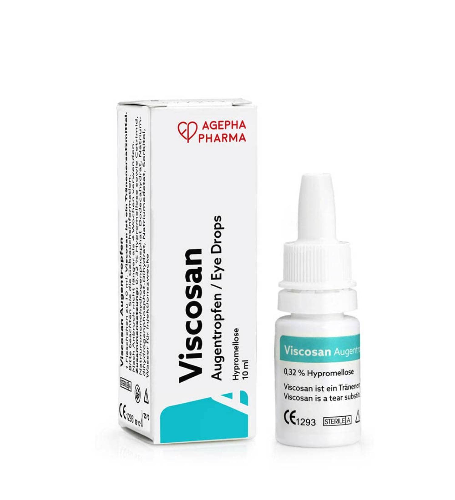 AGEPHA Viscosan Lubricant Eye Drops | Long Lasting Relief for Dry, Itchy Eyes | Redness Relief | Hydrating for Contacts | Tear Drops PHARMA 0.33 Fl Oz (Pack of 1) - Buy Online on GoSupps.com