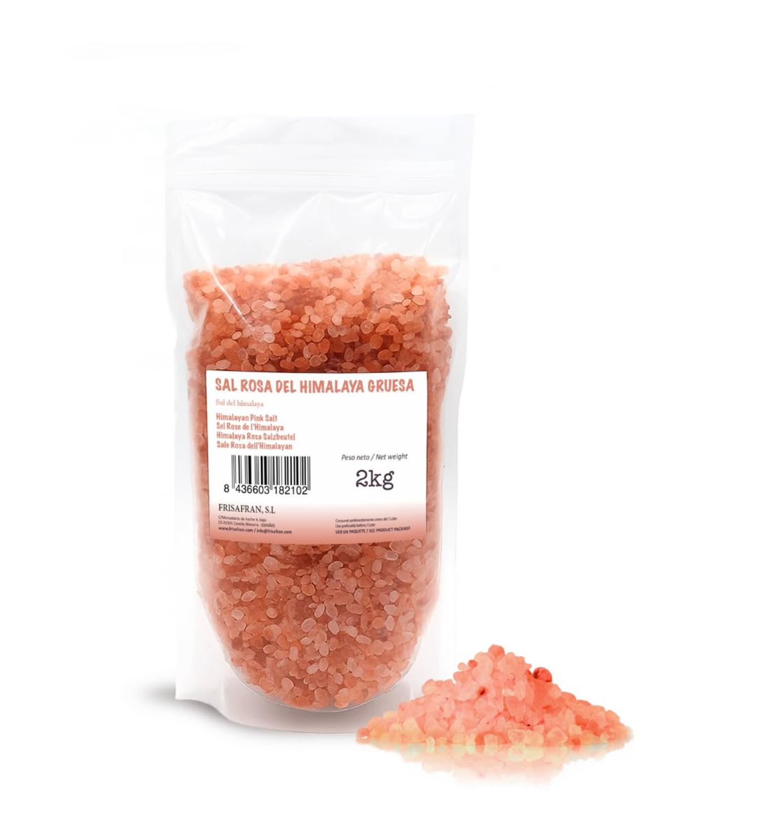 FRISAFRAN | Sel Rose De l'Himalaya Gros 2kg | sel grain | 100% naturel et non raffin | Haute teneur en min raux | Origine Pakistan | GRAND | sel himalaya | Rose | sel himalaya rose | Pas D'additifs - Buy Online on GoSupps.com