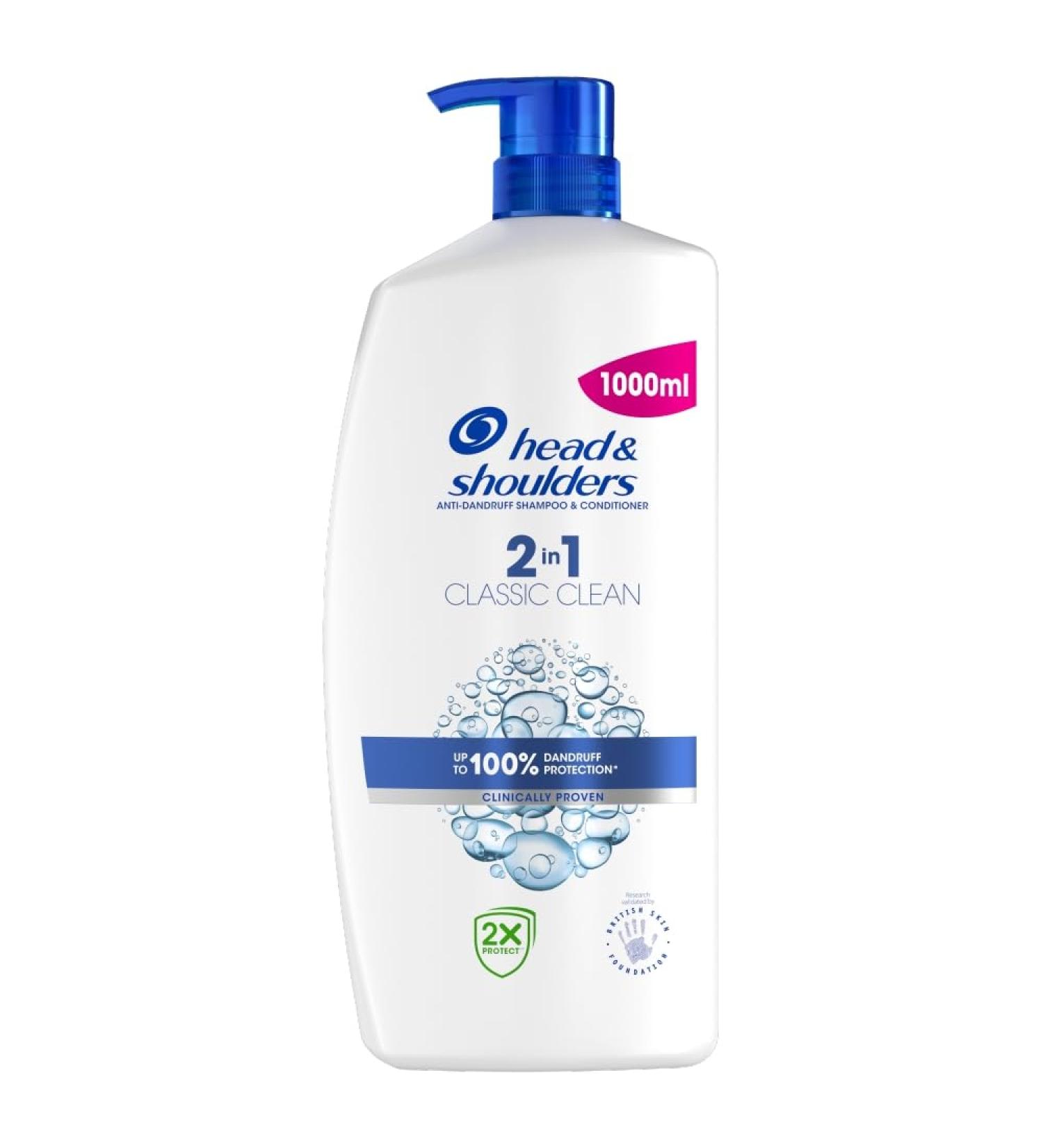 Head & Shoulders Classic 2in1 Anti-Dandruff Shampoo and Conditioner Cleanses and Moisturizes Hair and Scalp 1000 ml - Buy Online on GoSupps.com
