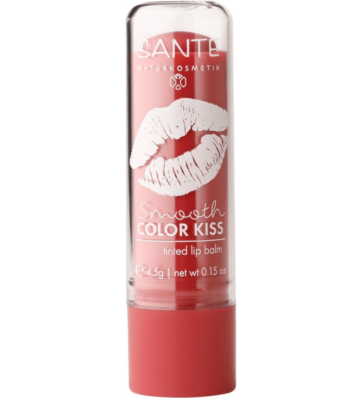 SANTE Natural Cosmetics Smooth Color Kiss Soft Red - Tinted Lip Balm | Moisturizing & Fruity Fragrance (1x5g) - Buy Internationally - Buy Online on GoSupps.com
