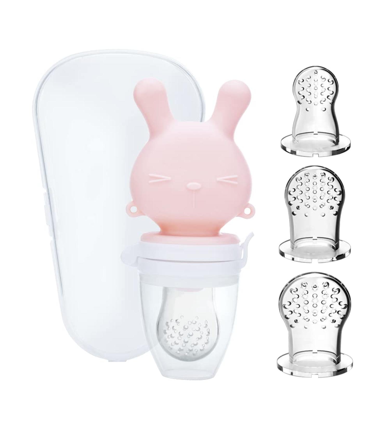 WYSLP Baby Silicone Fruit Mesh Feeder Pacifier - Teething Toy for Babies 0-18 Months | Self-Feeding Soft Teether Utensil for Infant Toddler Boys Girls - Pink - Buy Online on GoSupps.com
