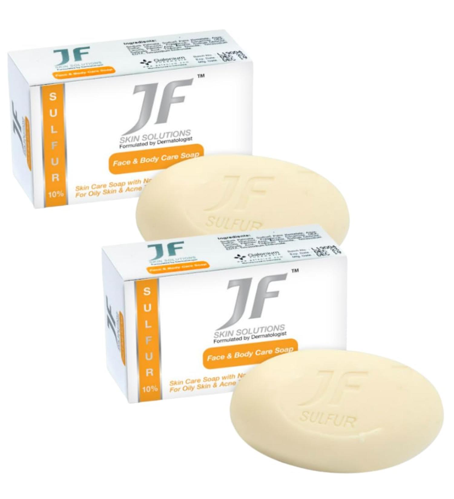  ALIBOOSTER JF Sulfur Soaps - Face & Body Care - Ideal for Oily & Acne-prone Skin - Purifying Cleanser 100g (Pack of 2) - Buy Online on GoSupps.com