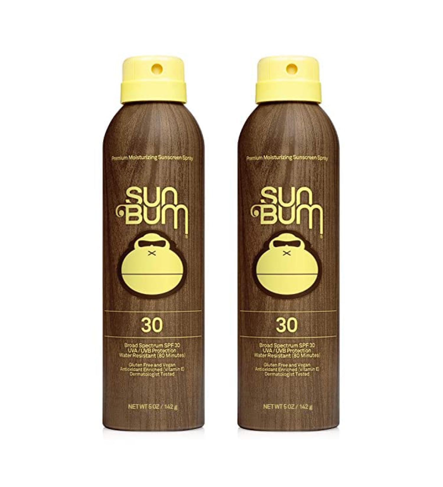 Sun Bum Original SPF 30 Sunscreen Spray Vegan and Reef Friendly (Octinoxate & Oxybenzone Free) Broad Spectrum Moisturizing UVA/UVB Sunscreen with Vitamin E 5 Fl Oz (Pack of 2)