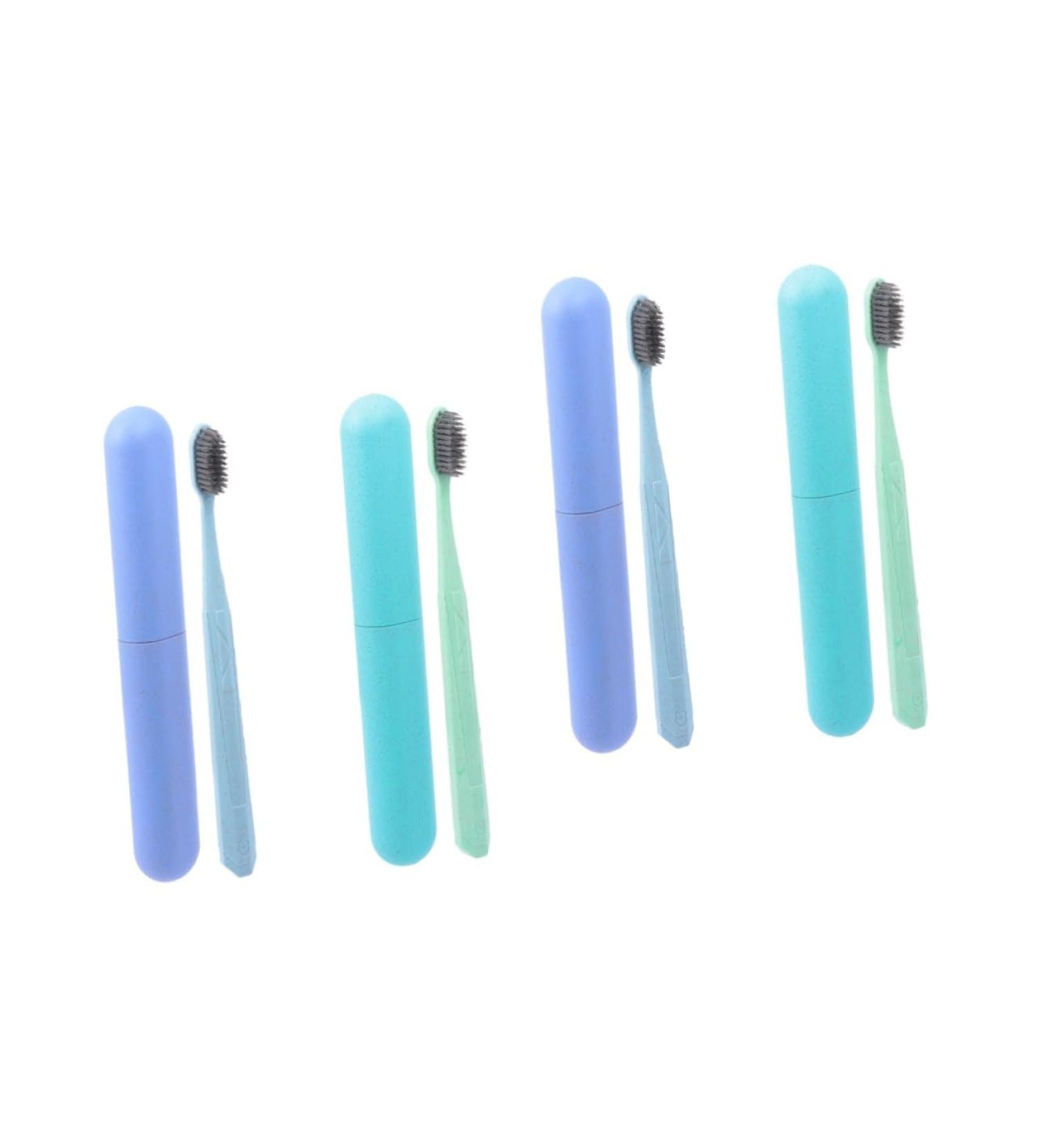 Healeved 4-Piece Travel Toothbrush Set for Adults - Ultra Gum Care Long Handle Toothbrushes with PP-Raw Material Case Ideal for Travelers - Buy Online on GoSupps.com