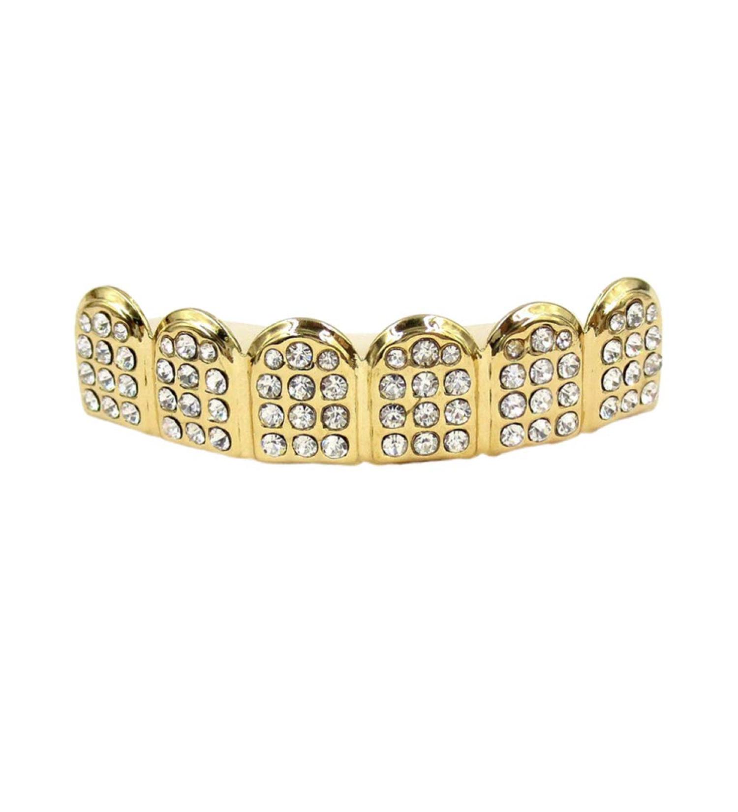 Gold-Plated Diamond Grill Teeth for Men & Women | Punk Toothbrushes - Upper & Underside Face Accessories - Buy Online on GoSupps.com
