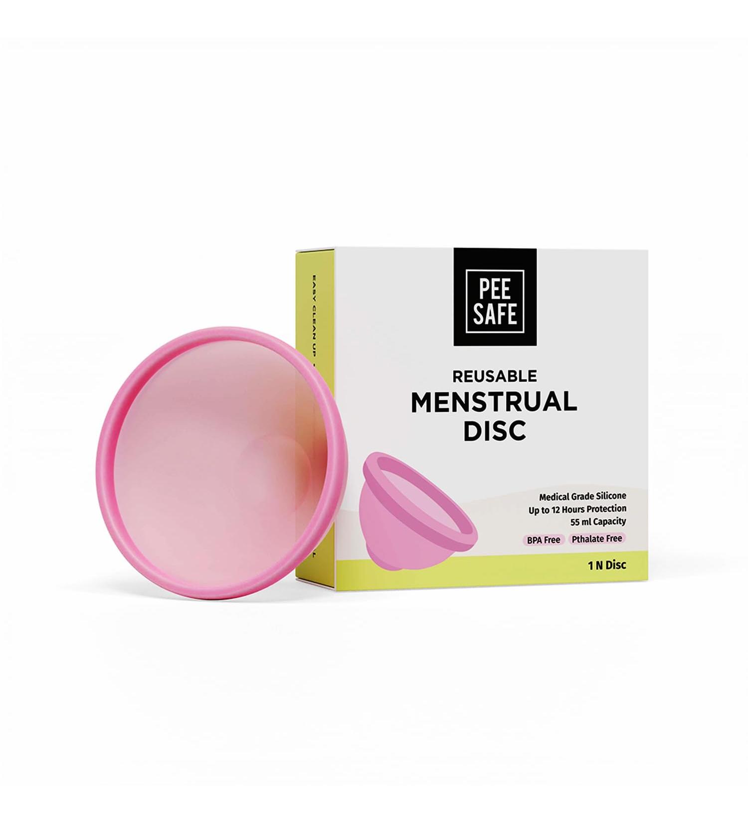 Peesafe Reusable Menstrual Disc - High Capacity 55ml | Medical Silicone Menstrual Cup & Storage Bag | Eco-Friendly Period Solution - Buy Online on GoSupps.com