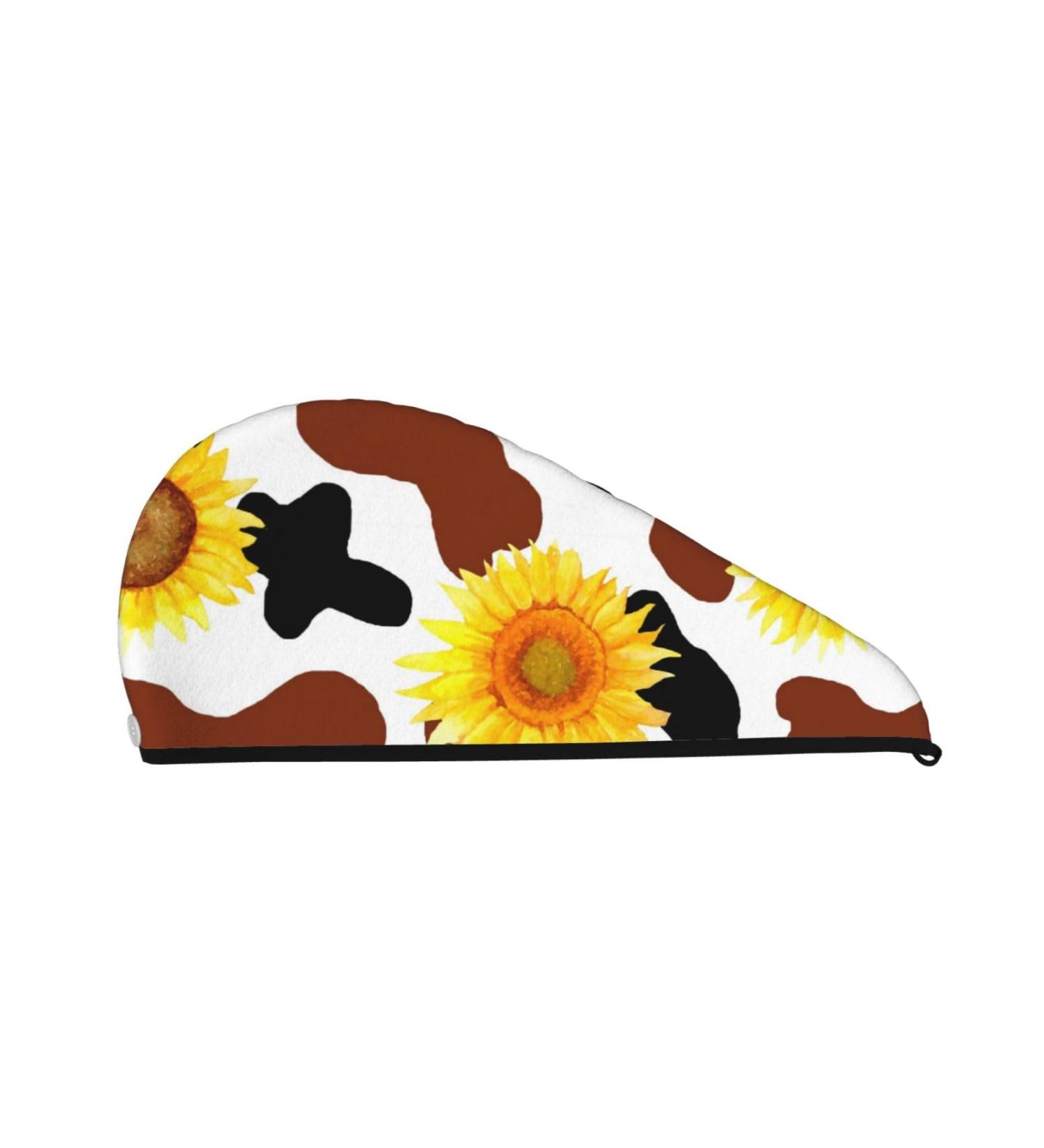 Buy Cow Print Sunflower Microfiber Hair Towel - Soft Super Absorbent Quick Dry for All Hair Types - Ideal for Women - Buy Online on GoSupps.com