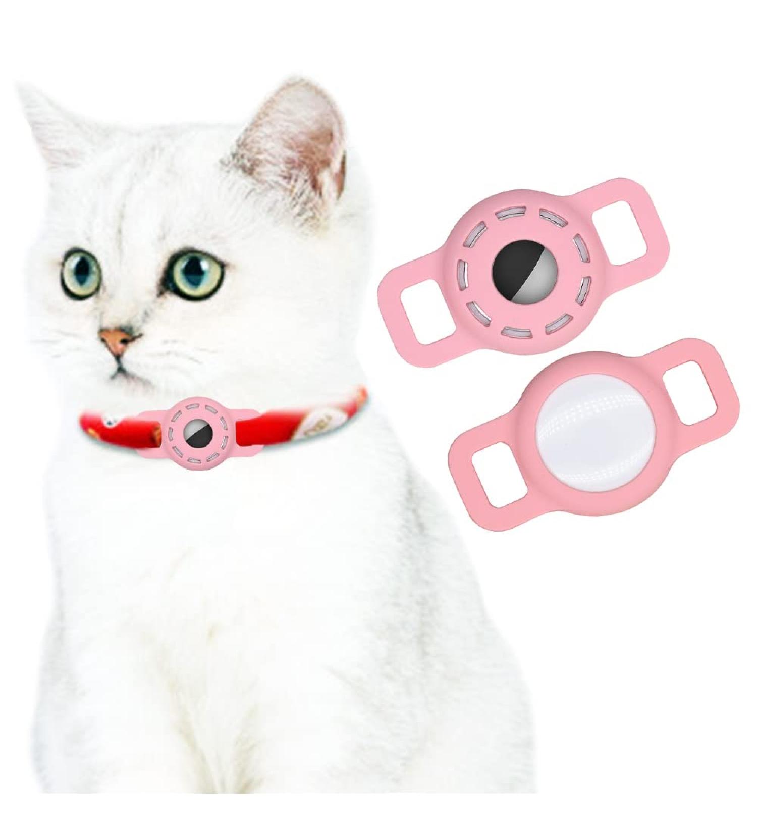 AirTag Silicone Case for Dog Collar Adjustable GPS Tracker Holder for Cats & Dogs (2 Pack Pink) - Buy Online on GoSupps.com