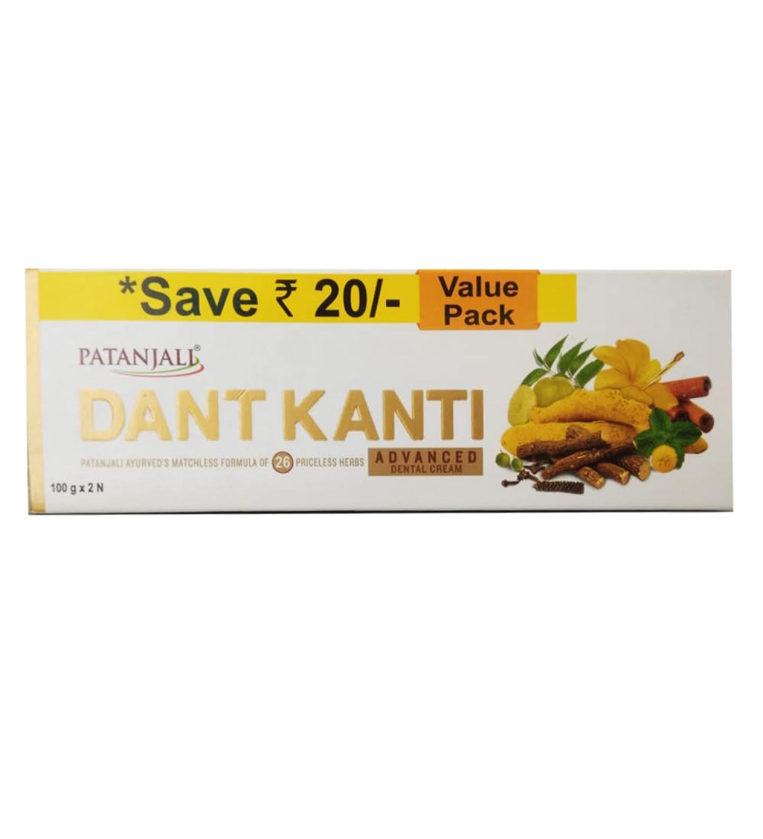 Patanjali Dant Kanti Advanced Dental Cream 100g Combo - Buy Online & Ship Worldwide - Buy Online on GoSupps.com