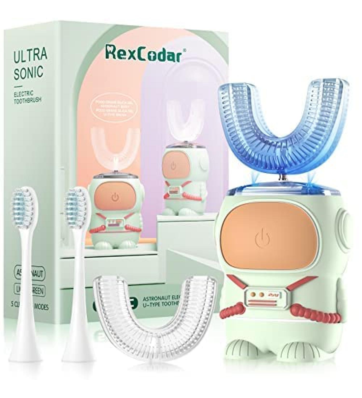 Cartoon Astronaut Kids U-Shaped Electric Toothbrush | 5 Cleaning Modes, 60s Smart Reminder | IPX7 Waterproof | Ages 2-12 - Buy Online on GoSupps.com