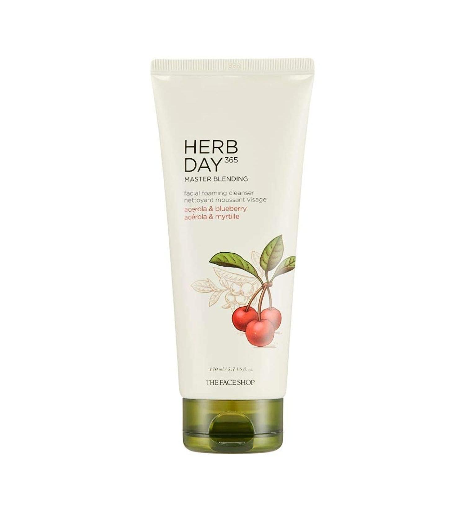 The Face Shop Herb Day 365 Master Blending Cleansing Cream Acerola & Blueberry | Vitamin Enriched for Bright & Translucent on Dull Skin | Oil Enriched & Naturally Derived  5.7 Fl Oz