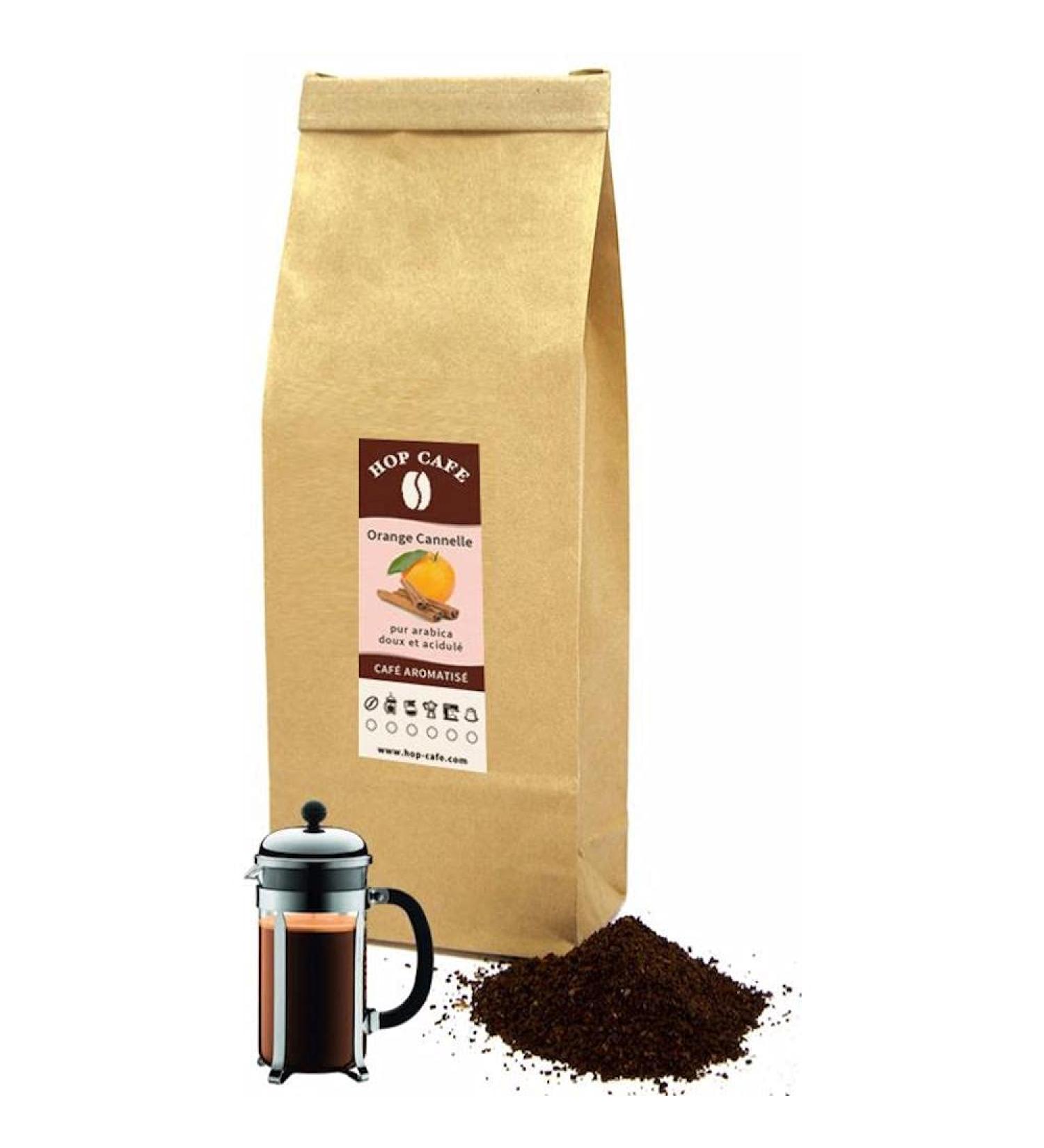 HOP CAFE Ground Coffee for French Press - Orange Cinnamon Flavored - 500g