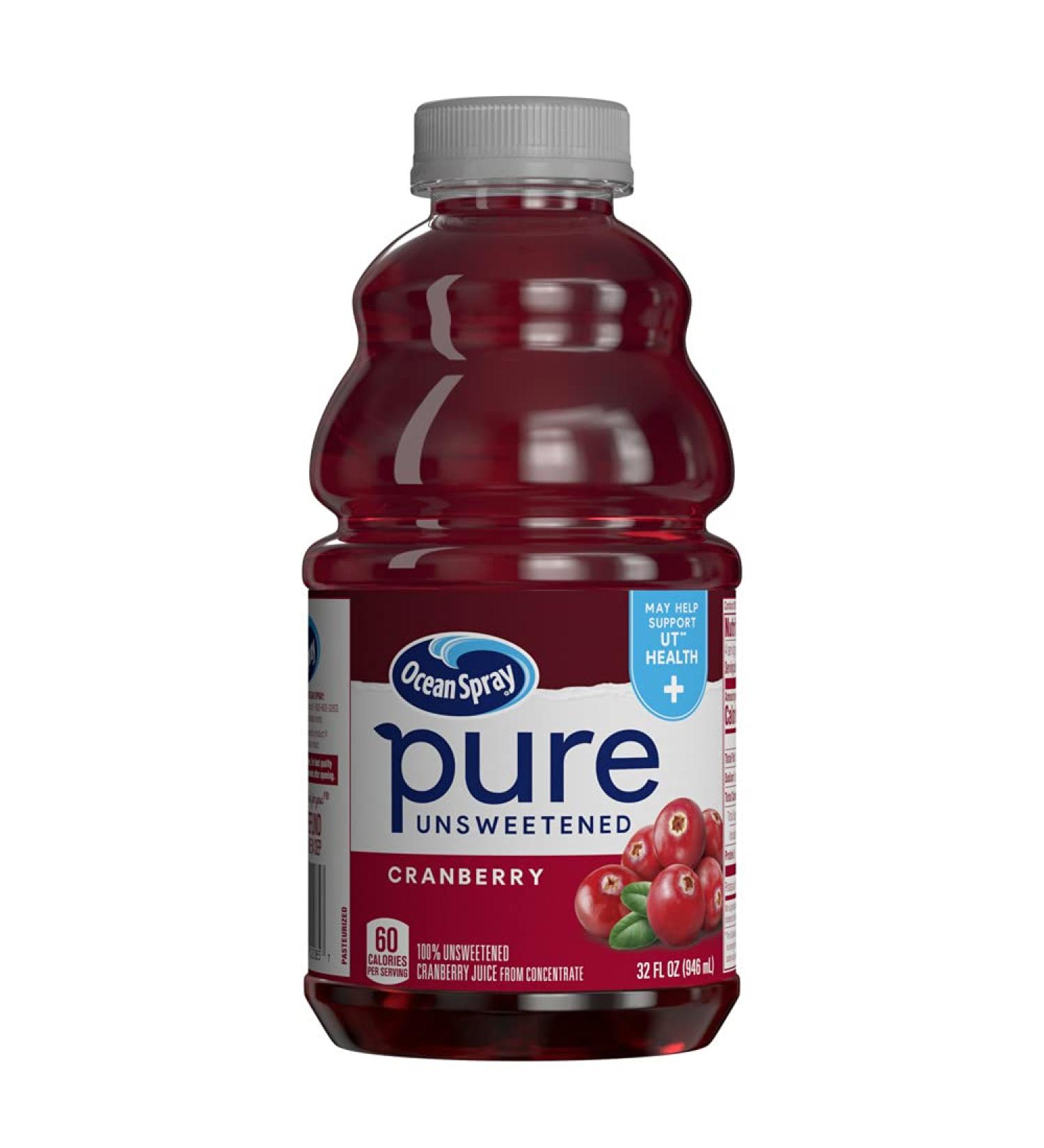 Ocean Spray 100% Pure Cranberry Juice 32oz - Pack of 8 | Fresh and Natural - Buy Online on GoSupps.com