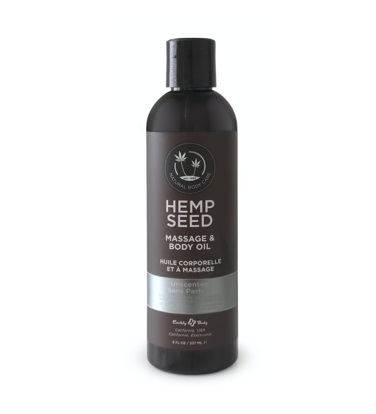 Hemp Seed Massage & Body Oil - Unscented 8 fl. oz. | Nourishing Vegan Oil with Apricot Grapeseed & Sweet Almond - Cruelty Free - Buy Online on GoSupps.com
