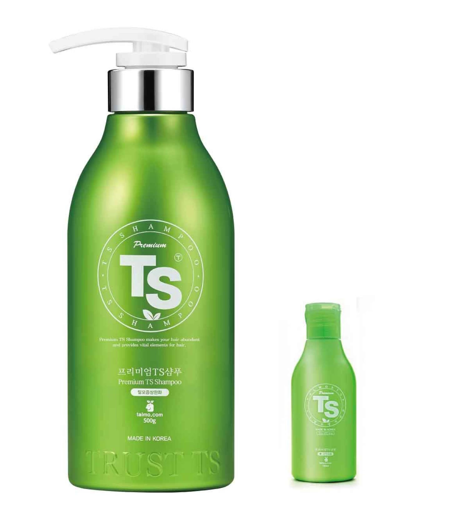Premium TS Hair Loss Prevention Shampoo 500ml + 100ml - Made in Korea by TS Shampoo | Includes 2 Travel Pouches - Buy Online on GoSupps.com