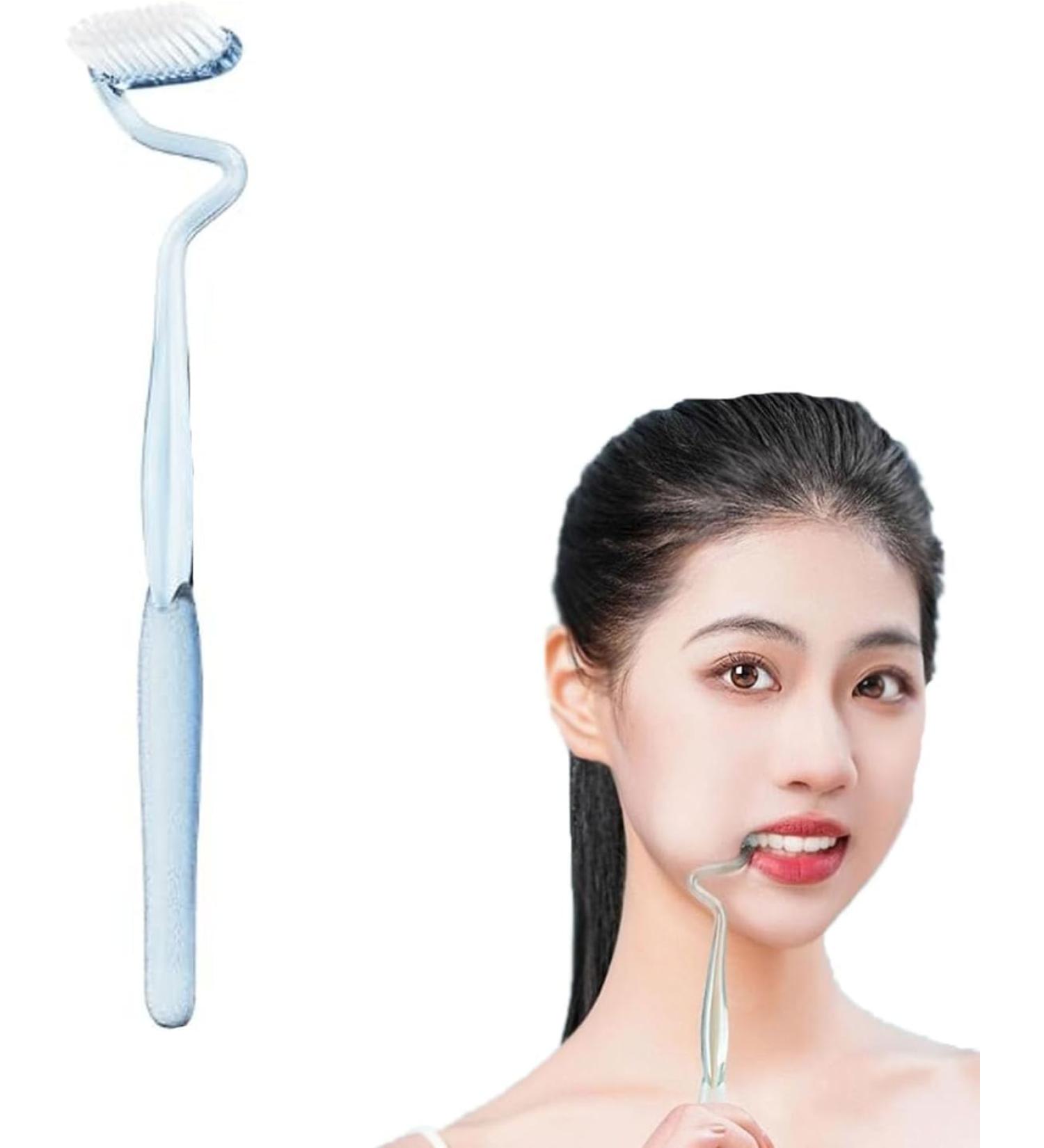 S-Type Vertical Toothbrush for Adults - Soft Tongue Coating Interdental Cleaning & Gum Massage - Blue (1 Piece) - Buy Online on GoSupps.com