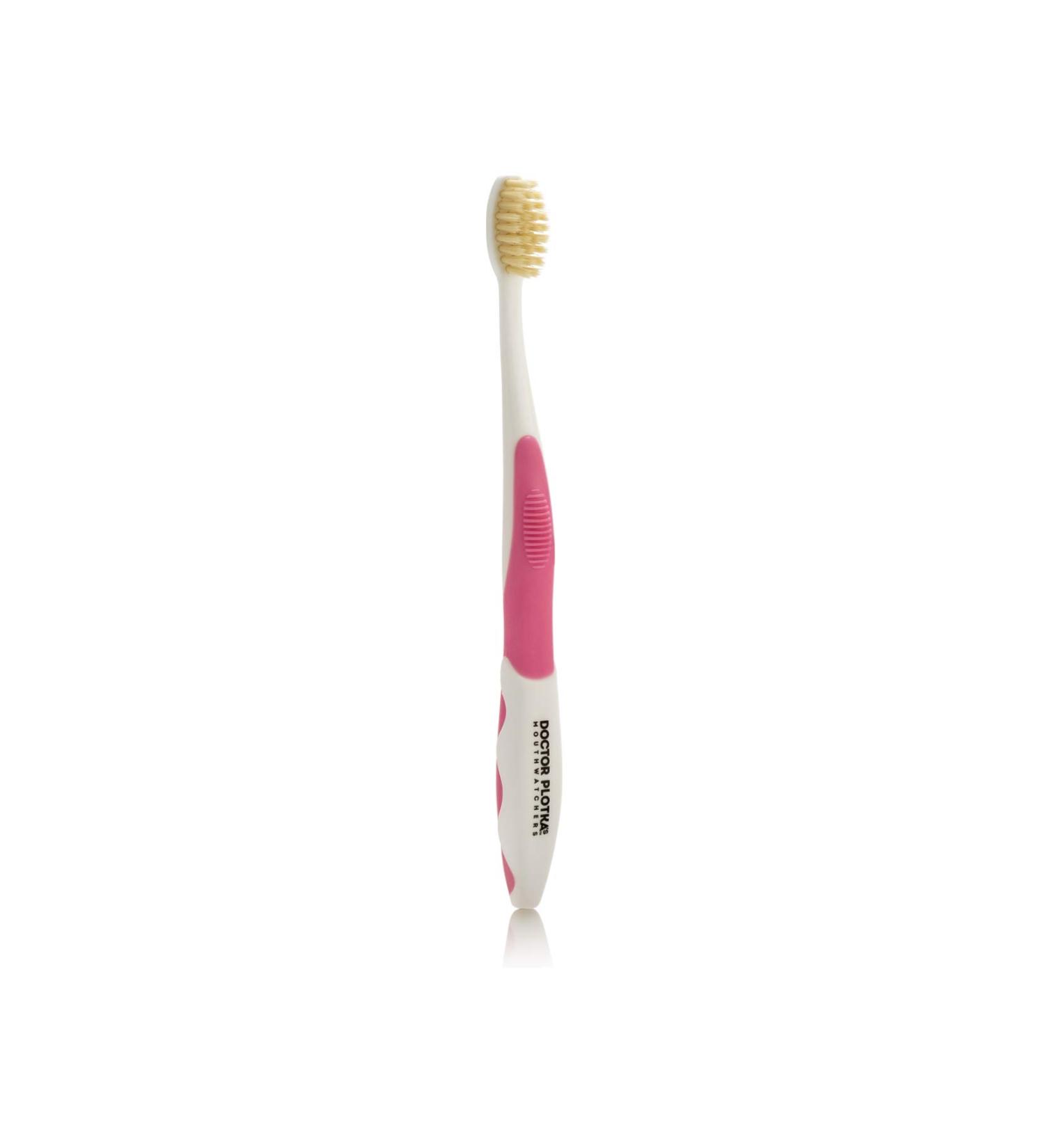 MouthWatchers Pink Travel Toothbrush - Floss Bristle Silver - Doctor Plotka's Design - Buy Online on GoSupps.com