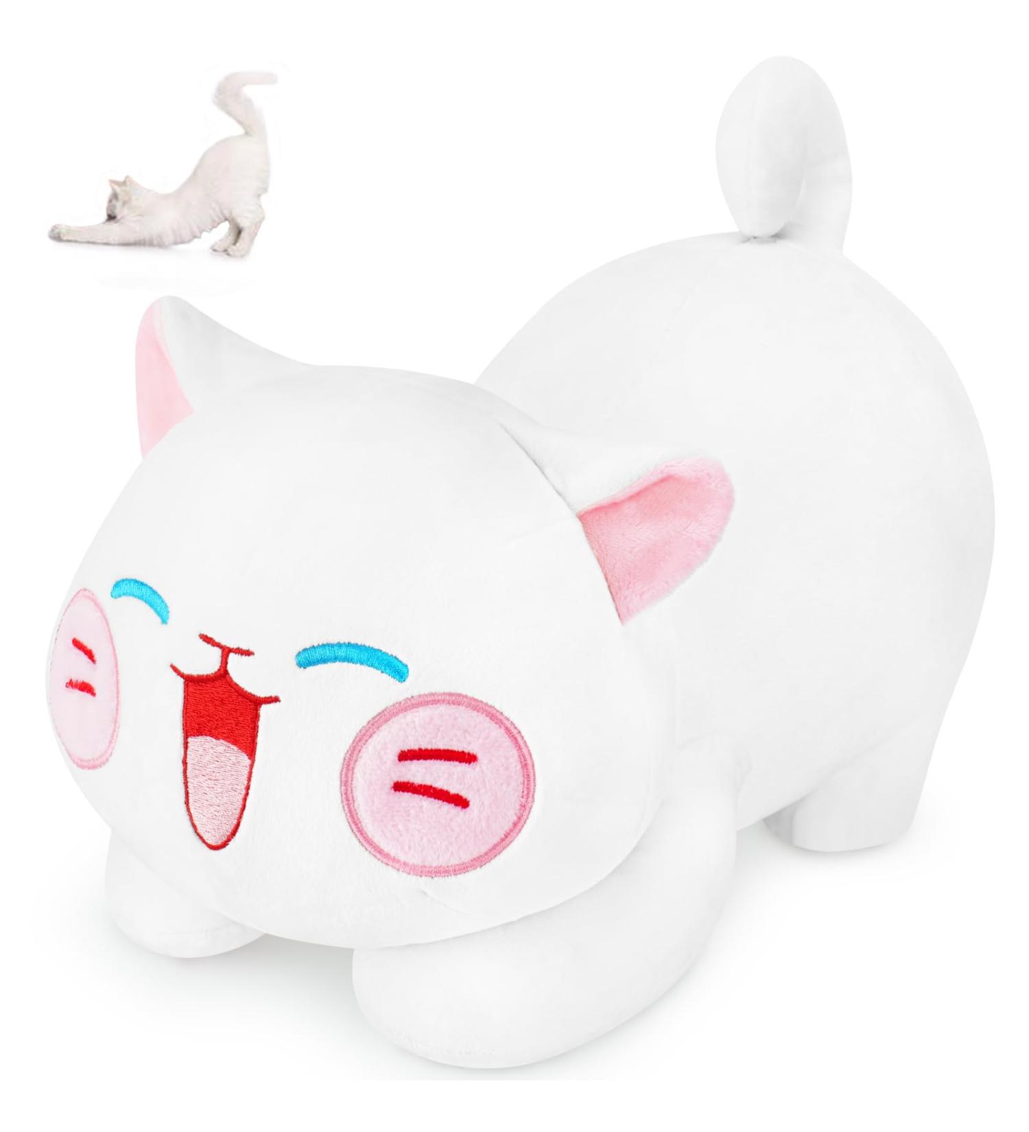 Fortuning's JDS Cat Plush Pillow - Kawaii Stuffed Animal Toy for Unisex Birthday & New Year Gift - Home Decor Cuddle Toy - 13.7 inch - Buy Online on GoSupps.com