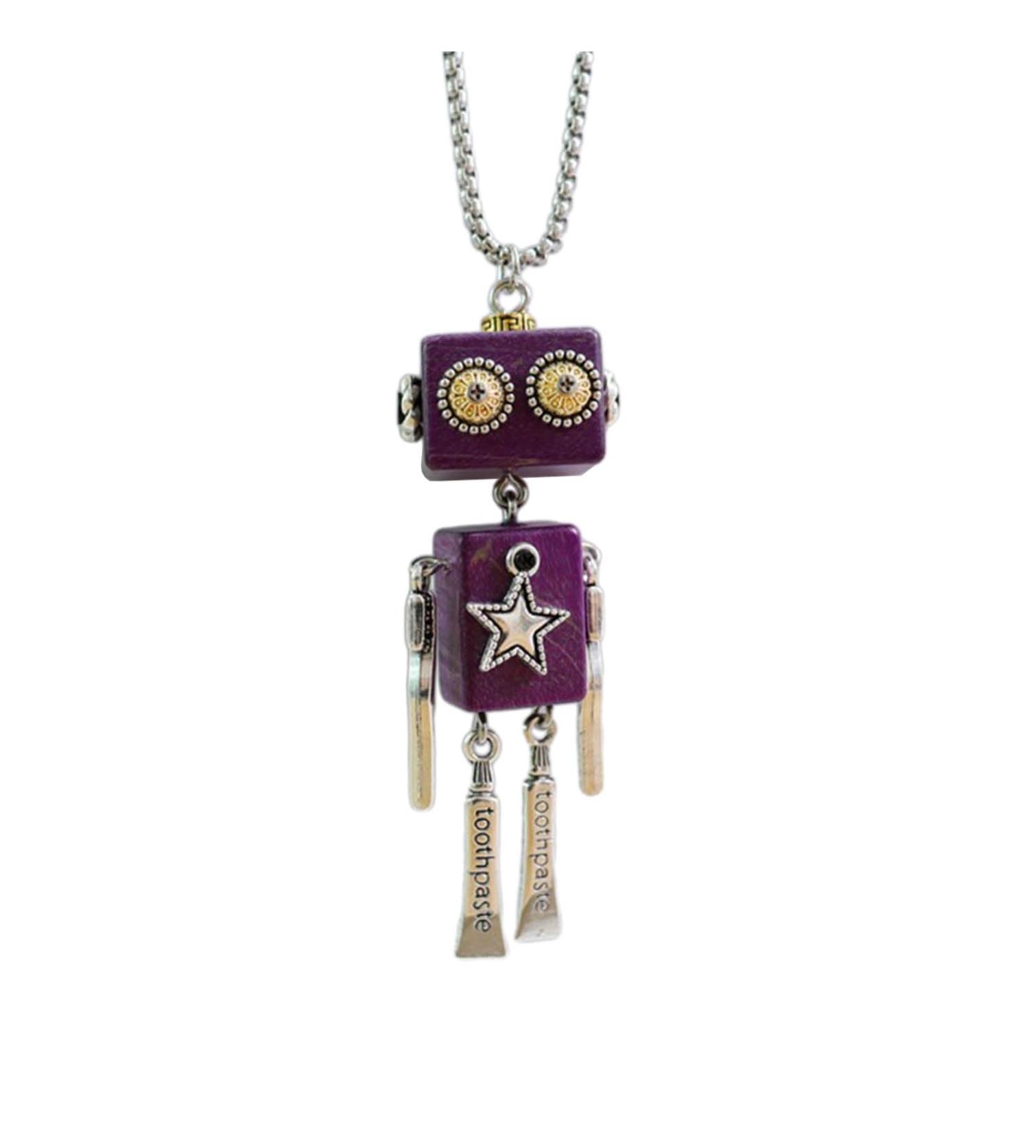 Shop Kuaiyiju Wooden Block Robot Necklace - Stylish Unisex Choker | Adjustable Collarbone Chain | Punk Keybone Decoration FN1037 - Buy Online on GoSupps.com