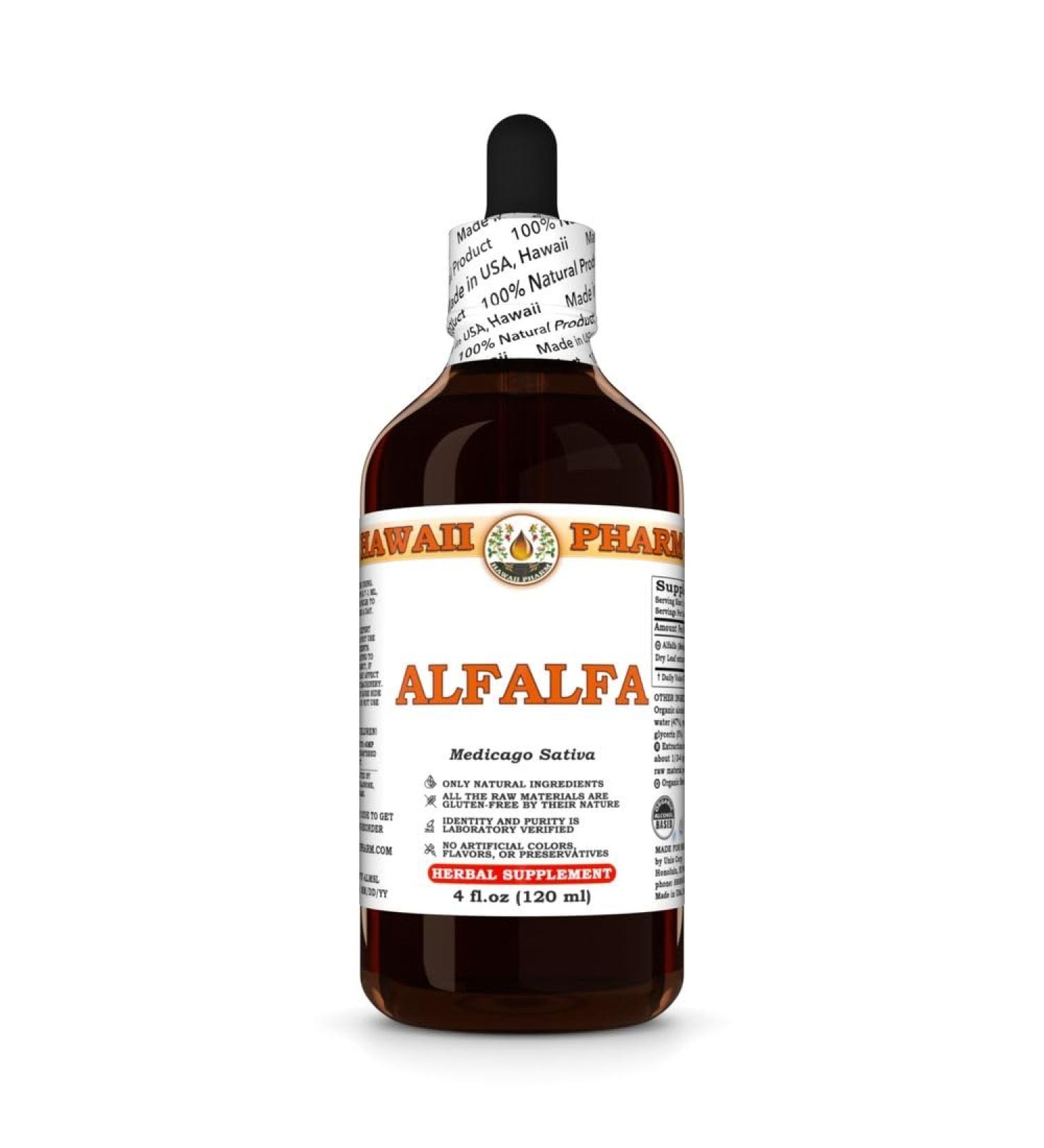 Alfalfa (Medicago Sativa) Dry Leaf Tincture Made in Hawaii Organic Raw Materials All Natural Vegan Pure Liquid Extract - 4 fl.oz 4 Fl Oz (Pack of 1) - Buy Online on GoSupps.com