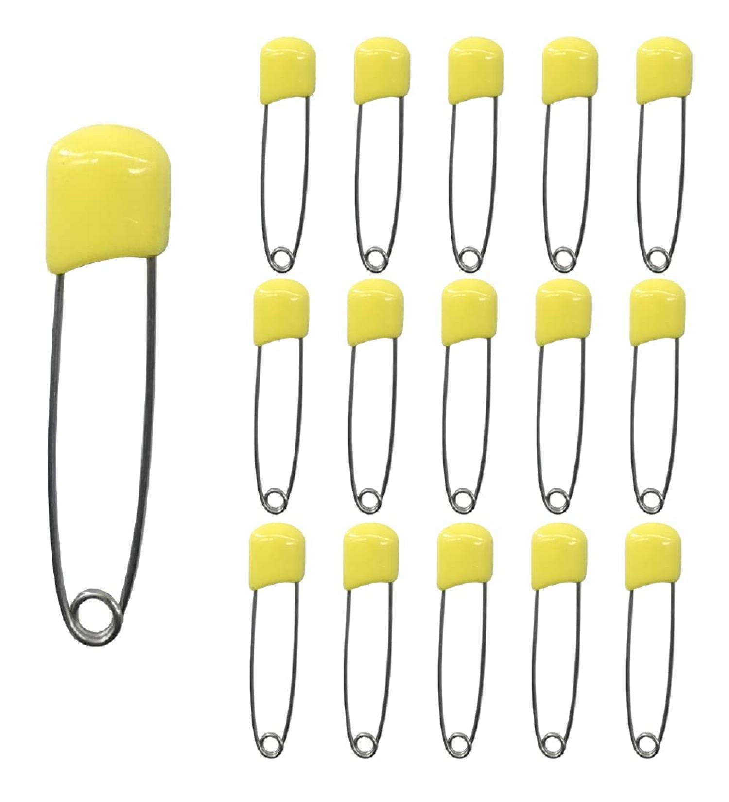 Ruidee 50 Pack Diaper Pins - 2.2 Inch Safety Pins with Locking Clasp (Yellow) - Ideal for Diapers & Crafts - International Shipping Available - Buy Online on GoSupps.com