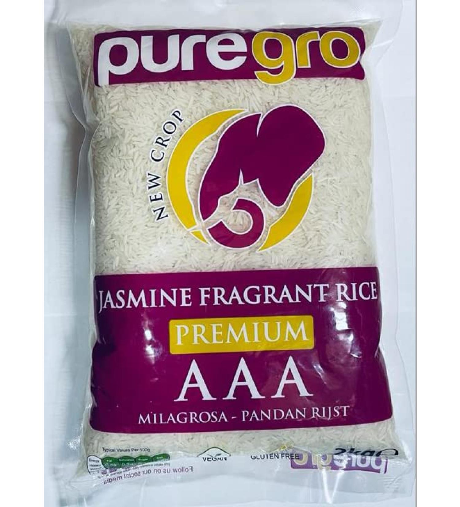 Puregro AAA Premium Jasmine Fragrant Rice 2kg 2 kg (Pack of 1)