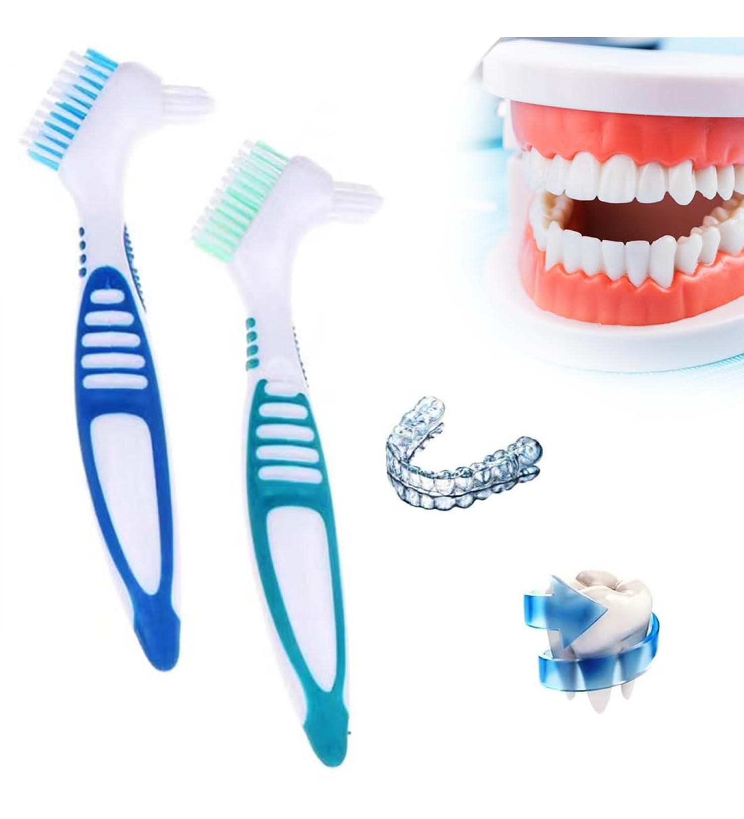 LyqniHob 2-Piece Prosthetic Toothbrush Set - Double Bristle Head for Dentures & Teeth Care | Ergonomic Design & Multi-Layer Bristles - Buy Online on GoSupps.com