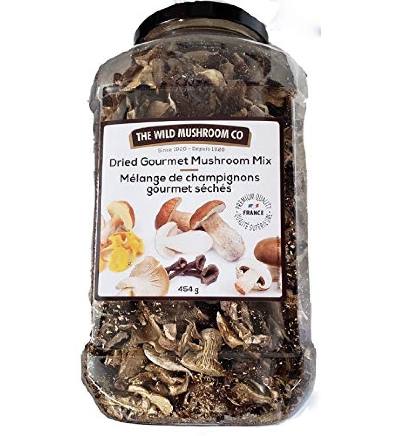 The Wild Mushroom Co. Dried Gourmet Mushroom Mix. (Yellow Boletes Oyster Mushrooms Portobello Porcini). Packed in France. 454 Grams