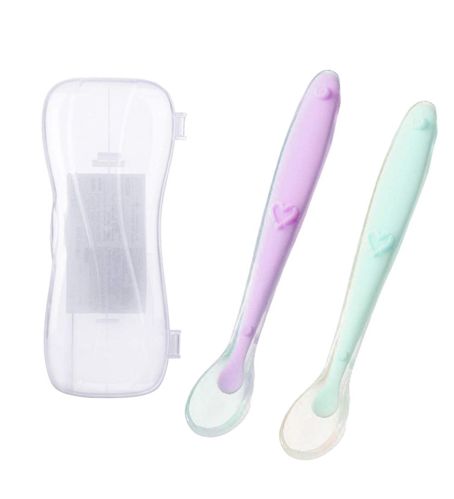 Healifty Silicone Baby Spoon - 2 Pack Feeding Spoon Set for Porridge & Baby Cutlery - Ideal for International Shipping - Buy Online on GoSupps.com