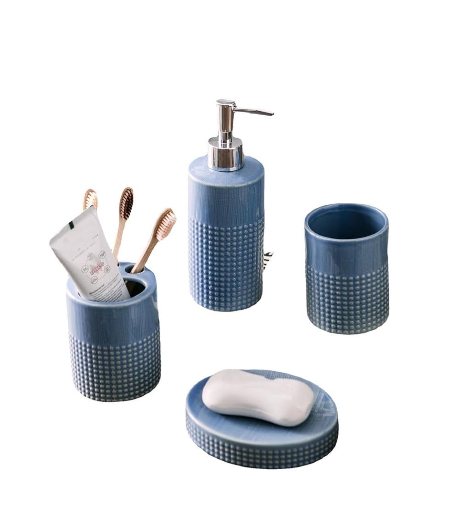 Buy Ceramic Bathroom Group Set - 4-Piece Lotion Bottle Hand Sanitizer Toothbrush Cup | International Shipping - Buy Online on GoSupps.com
