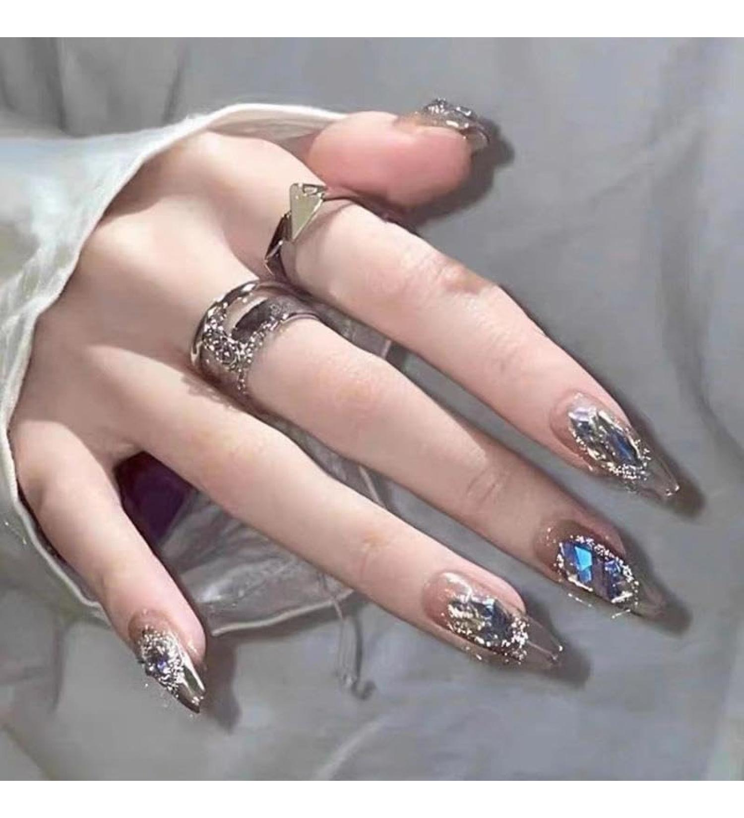 24Pcs/Set Press On Nails Coffee Long Fake Nail Detachable Patch False Nails Acrylic Fake Nails Full Cover Nails Tips Artificial Finger Manicure Press on nails for Women and Girls - Buy Online on GoSupps.com