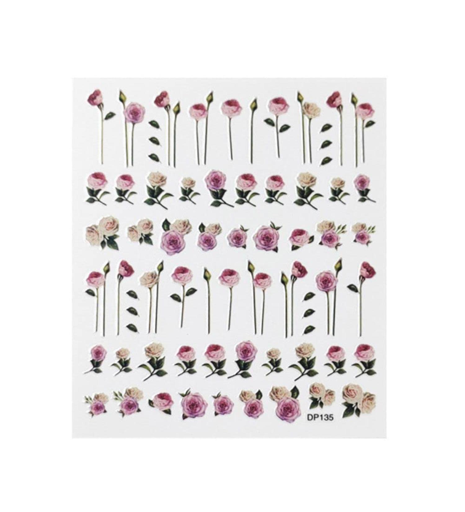 Hot DIY Manicure Nail Art Decoration Summer Blossom Flowers Leaves Nail Sticker 3D Decals Rose Branch Designs(DP-135) (DP) - Buy Online on GoSupps.com