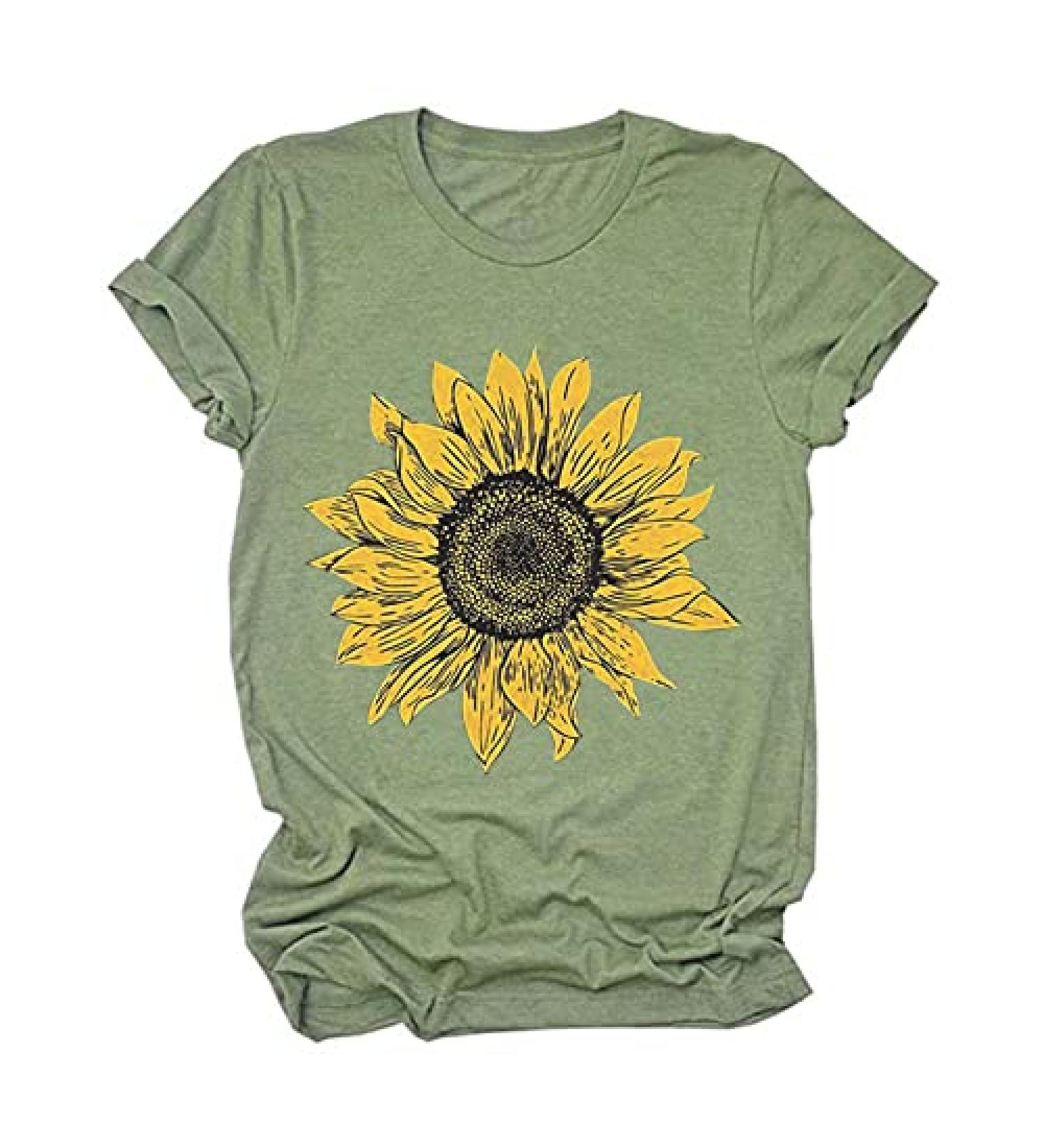 Women's Mint Green Floral Printed Blouse | Short Sleeve Tunics | Classic Fit T-Shirt | Summer Clothes - Buy Online on GoSupps.com