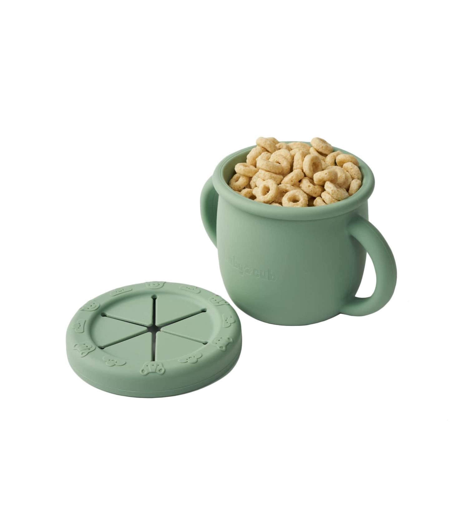 Baby Cub 2-in-1 Toddler Training Snack Cup | Spill-Proof Silicone | BPA-Free | 9oz (Green Tea) - Buy Online on GoSupps.com