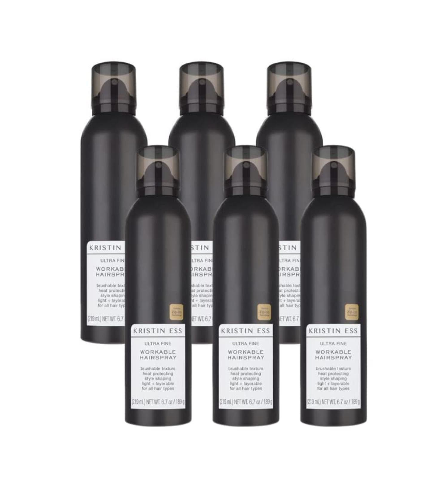 Kristin Ess Hair Ultra Fine Workable Hairspray with Heat Protectant - Buildable + Flexible Hold Style Control Brushable Texture Hair Spray Hair Styling Product 6.7 oz. (Pack of 6) 6.7 Ounce (Pack of 6) - Buy Online on GoSupps.com