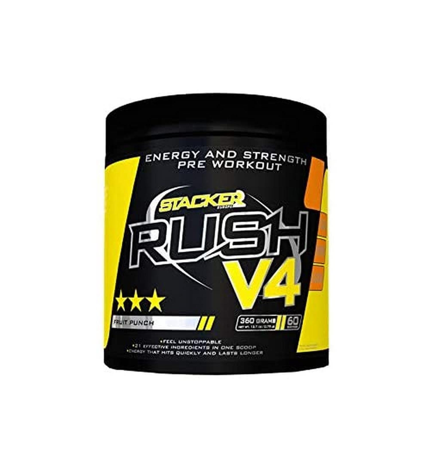 Stacker2 Rush V4 Pre-Workout Booster - Lemon Lime (180g) | 30 Servings | Bodybuilding Energy & Endurance - Buy Online on GoSupps.com