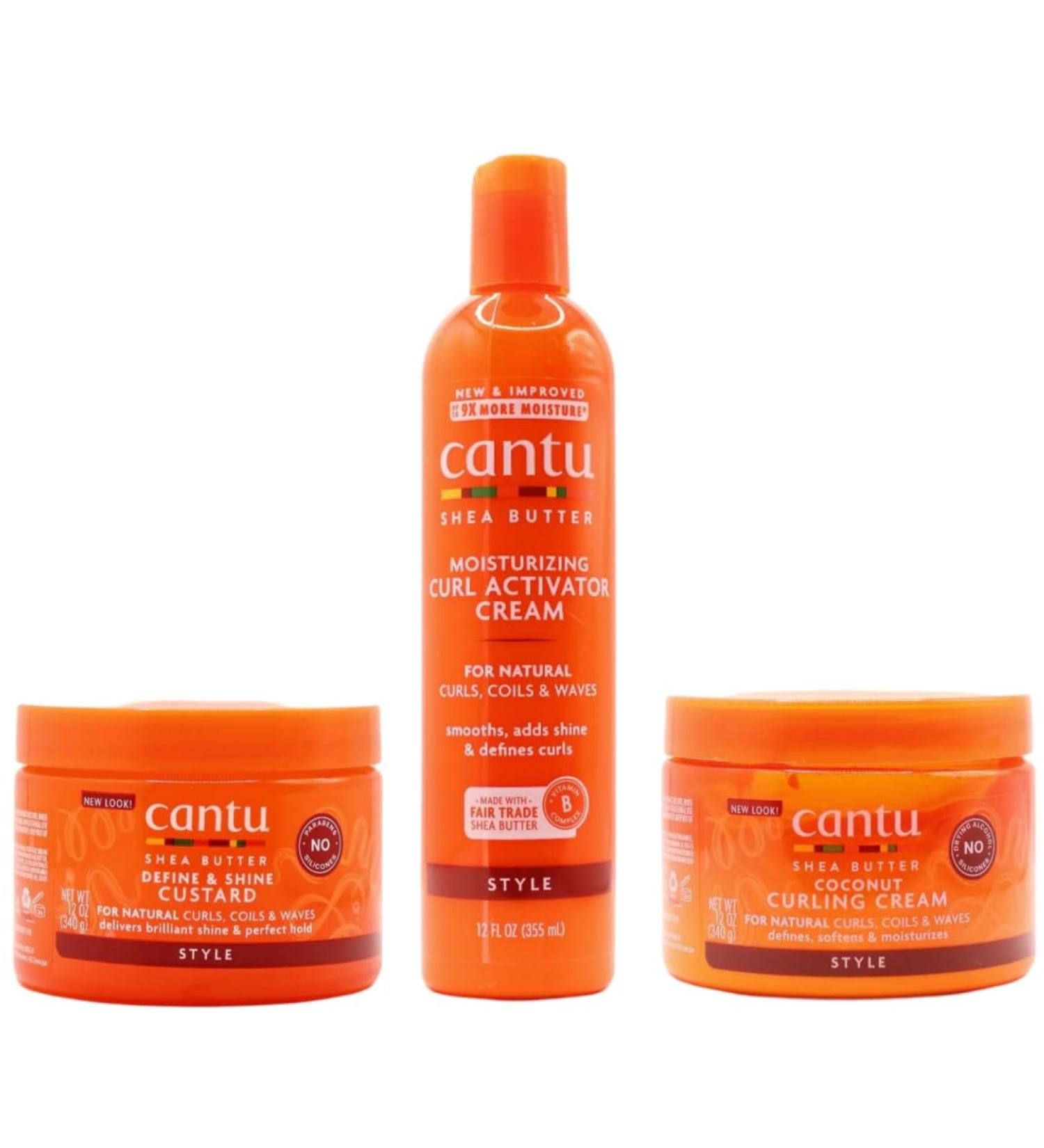 Cantu Shea Butter Moisturizing Curl Activator Cream 12oz met Define & Shine Custard 12oz & Coconut Curling Cream 12oz BUNDEL - Buy Online on GoSupps.com