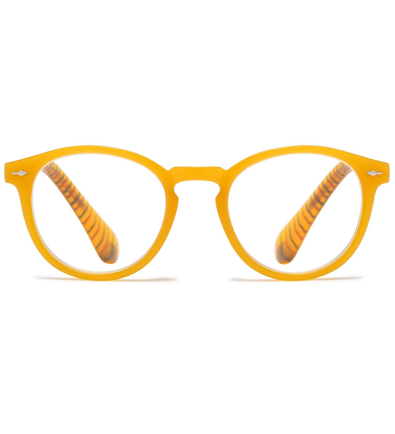 Shop Abetos Retro Reading Glasses - Anti Blue Light Comfortable Stylish for Men & Women - Large Round Computer Glasses in Starch Yellow 3.0x - Buy Online on GoSupps.com