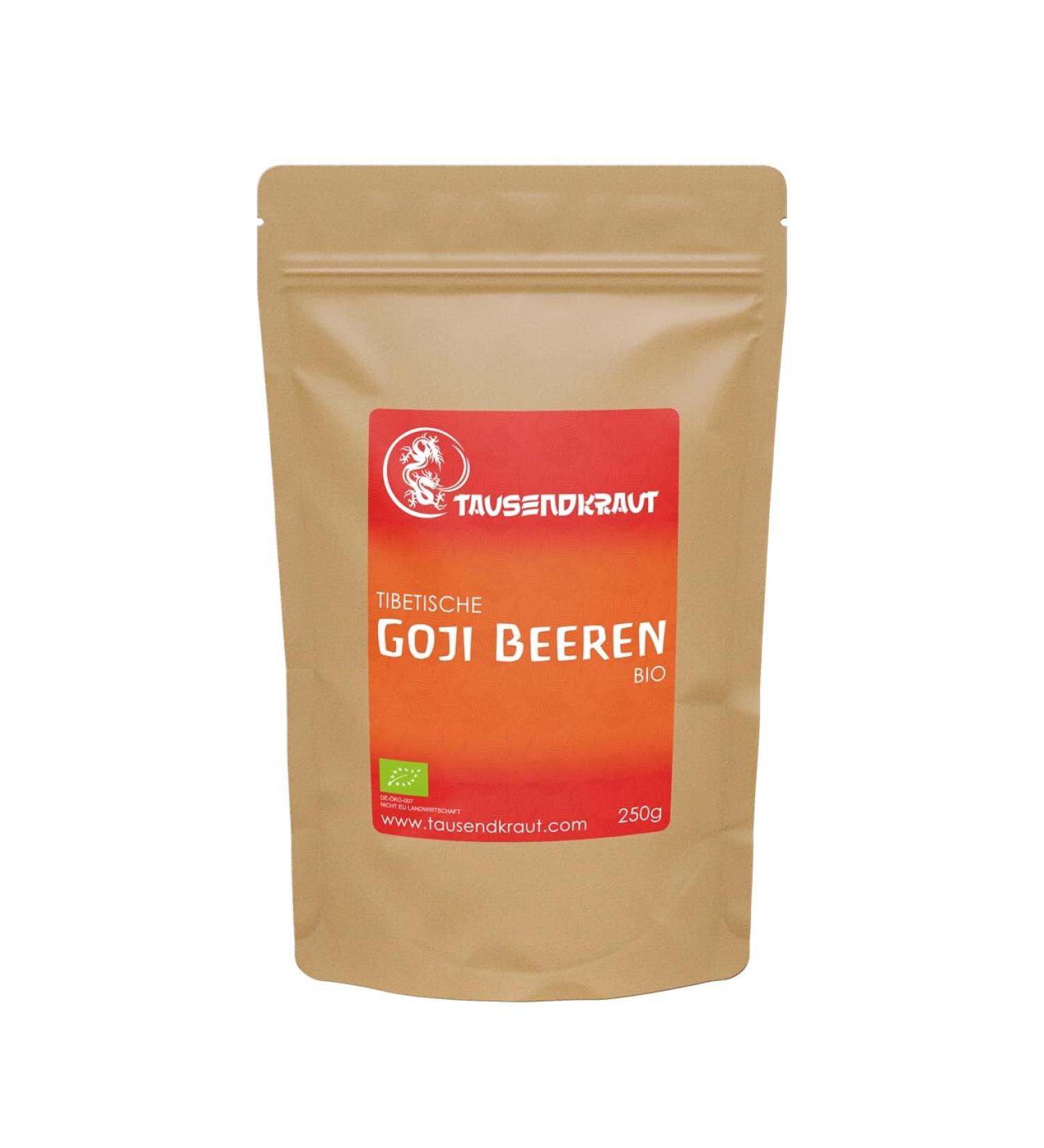  Tausendkraut Organic Goji Berries (250g) Superfood Superior Quality from Deep Tibetans Thousand Herbs - Buy Online on GoSupps.com