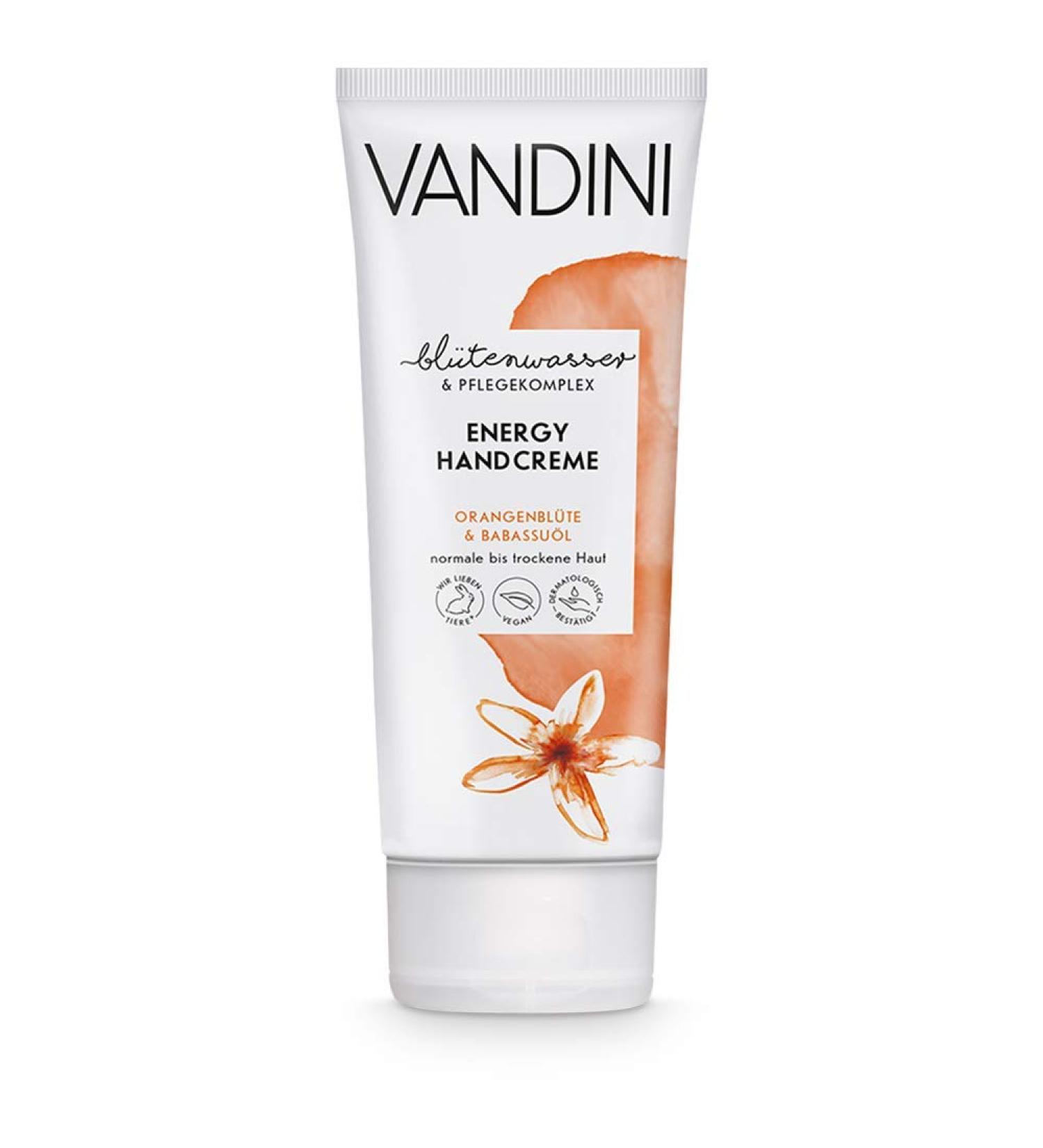 VANDINI Energy Women's Moisturizing Hand Cream with Orange Blossom & Babassu Oil - Hand Cream for Normal to Dry Hands - Free from Silicones Parabens and Mineral Oils (1x 75ml) - Buy Online on GoSupps.com