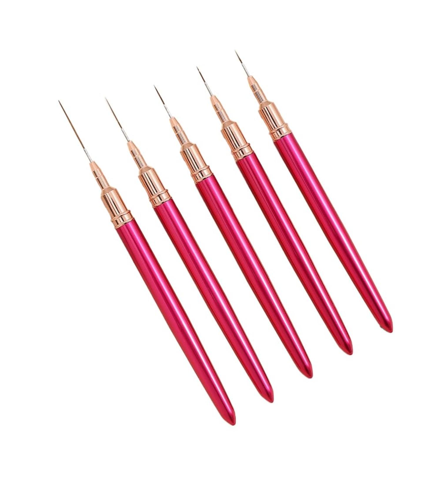 Tovmekdjn 5PCS 7/9/11/15/25mm Nail Liner Brush Set UV Gel Nail Brushes Kits French Stripe Line Painting Drawing Flower Pen Tools Easy Install C Red - Buy Online on GoSupps.com