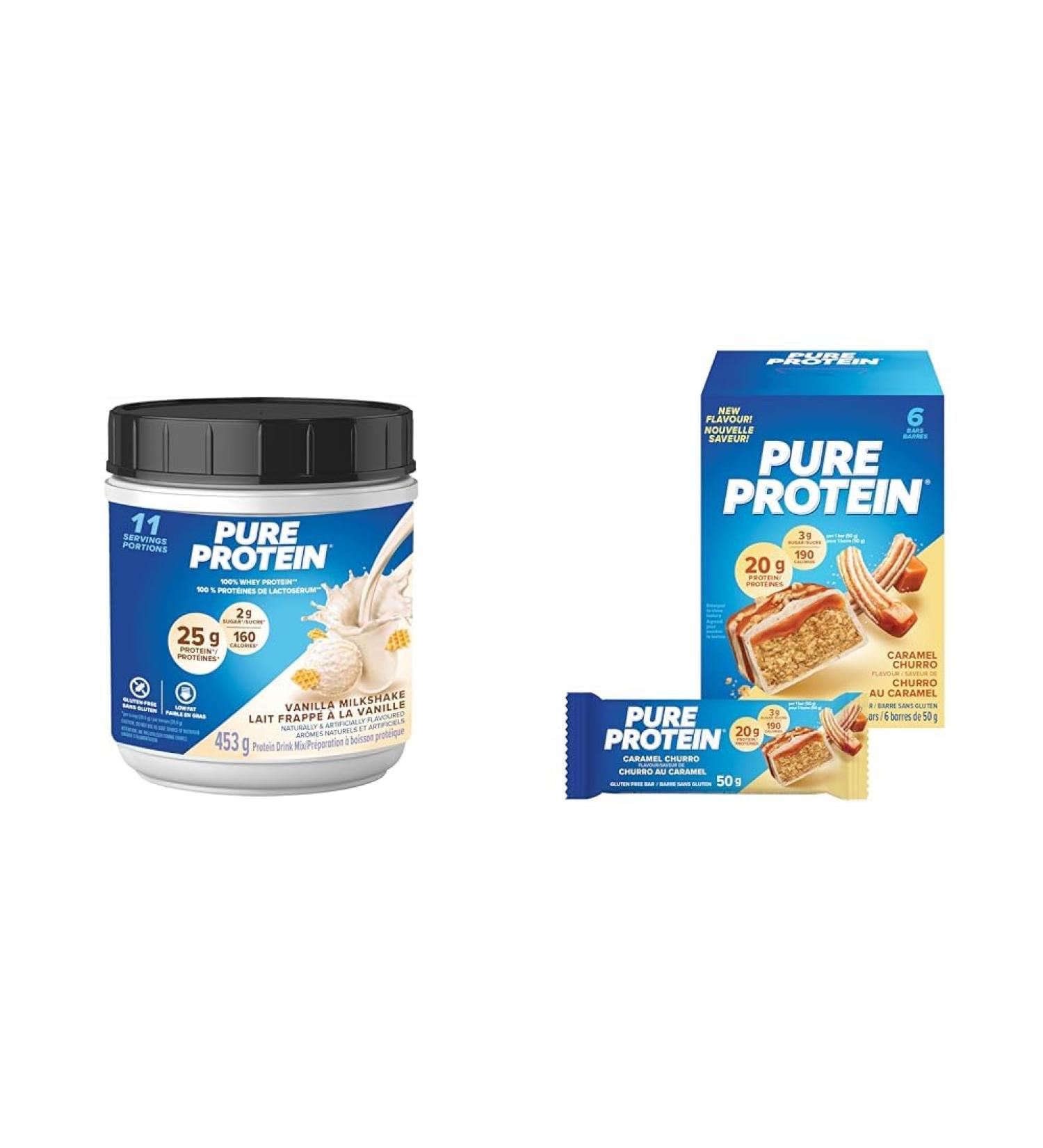 Pure Protein Whey Protein Powder - High Protein Low Sugar Gluten Free - Fast-Acting Formula & Bars - Nutritious Gluten Free protein bar made with Whey protein blend - low sugar - Buy Online on GoSupps.com