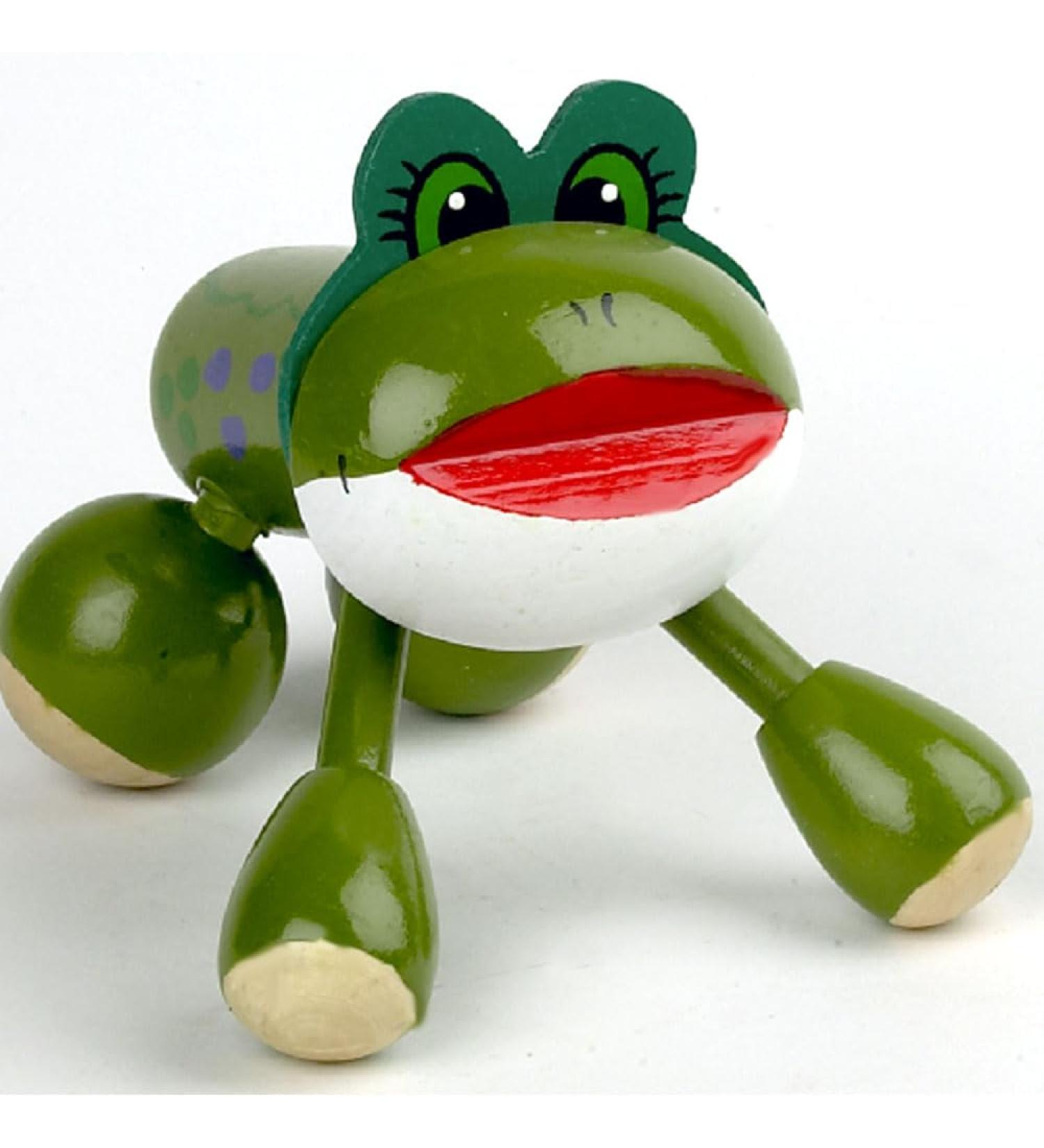 Ti massager frog lotus wood hand painted 10 x 10 x 8 cm