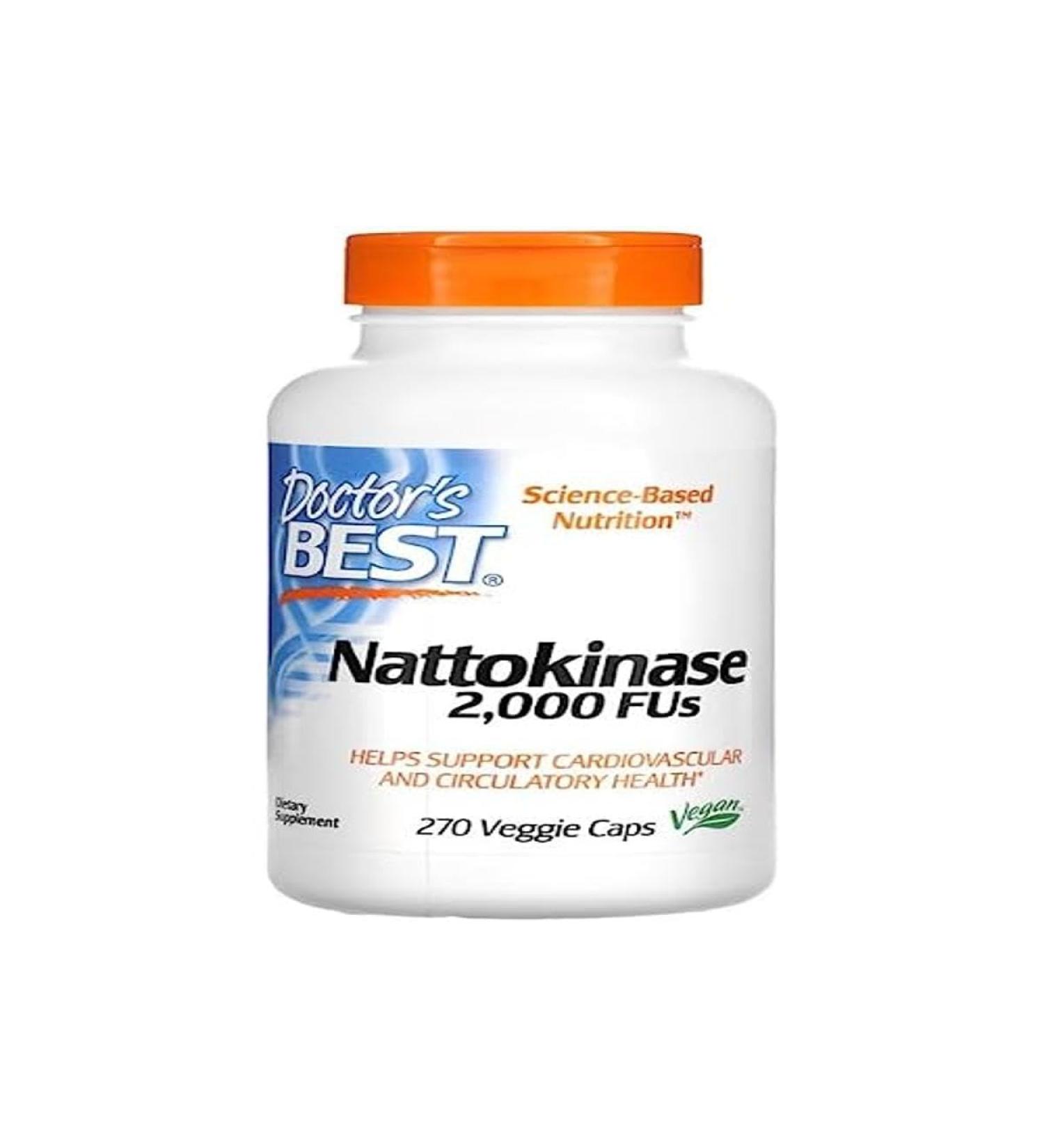 Doctors Best Nattokinase 2000 FU - 270 Capsules | Supports Cardiovascular Health | Premium Quality Supplement - Buy Online on GoSupps.com