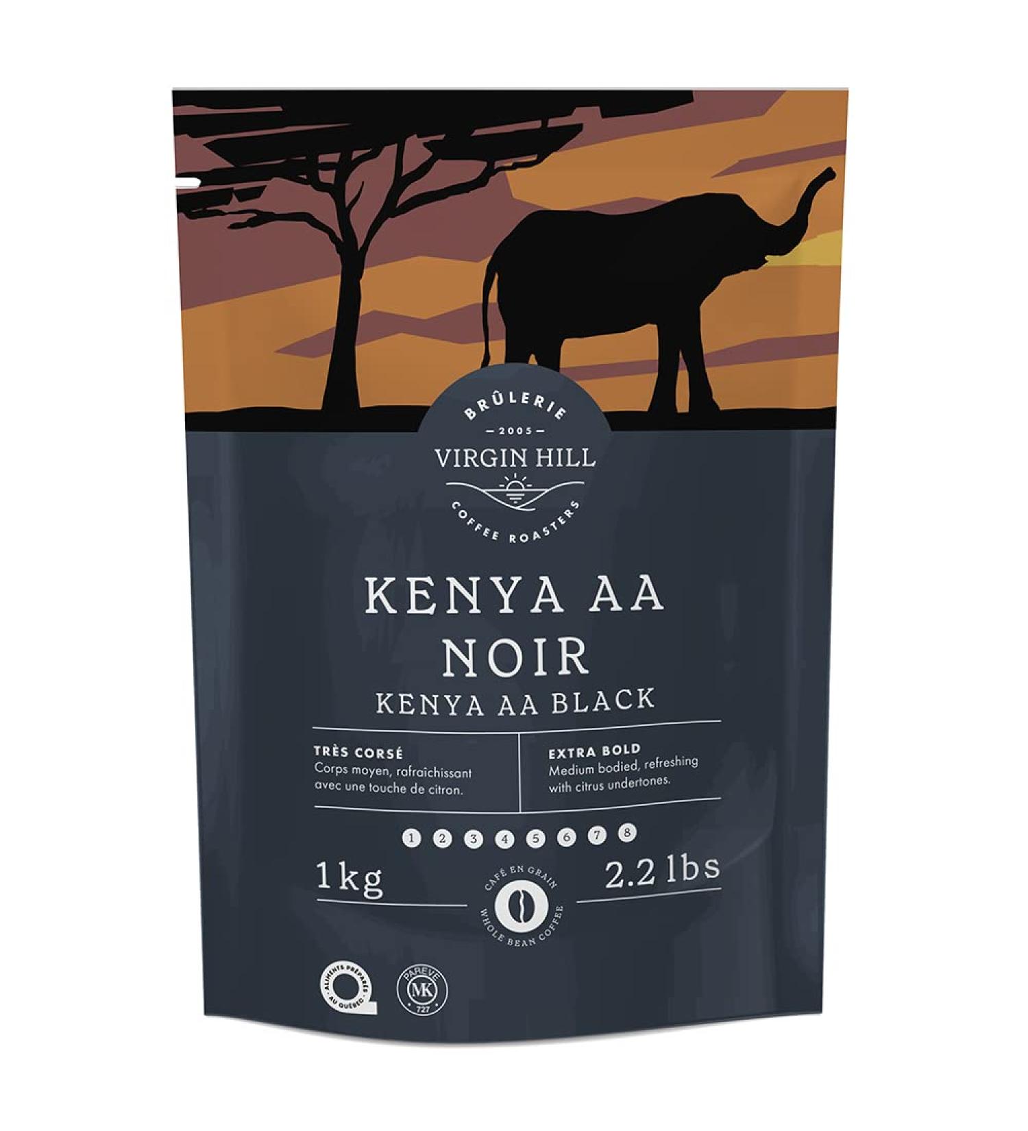 Virgin Hill Coffee - Kenya Black AA - Extra Bold Intensity & Extra Dark Roast - One Kilo of High-Grade Coffee Beans - 1 kg / 2.2 lbs Whole Beans 2.2 lbs / 1 kg - Buy Online on GoSupps.com