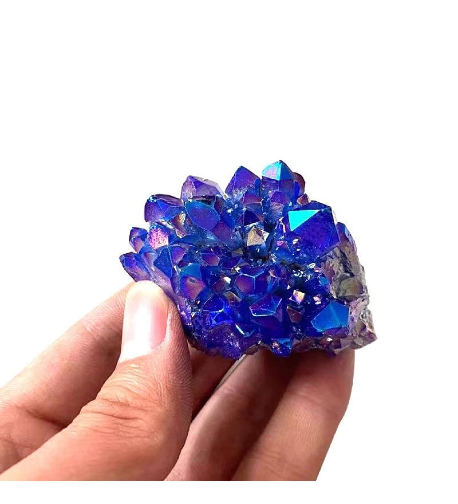 Room Decoration Natural Quartz Crystal Cluster Titanium Bismuth Electroplated Blue Stone Specimen Home Decoration Gift (Color : 120g) - Buy Online on GoSupps.com
