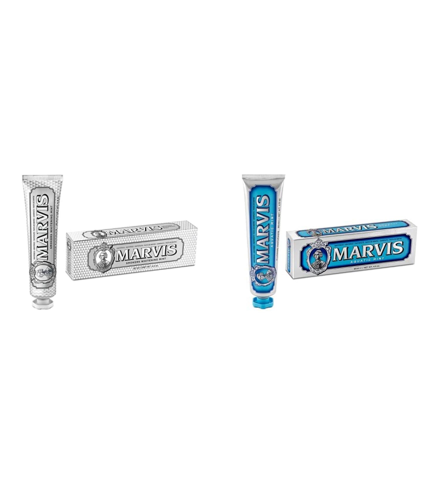Marvis Whitening Mint & Aquatic Mint Toothpaste 85ml | Healthy Gums & Long-Lasting Freshness | Buy Internationally - Buy Online on GoSupps.com